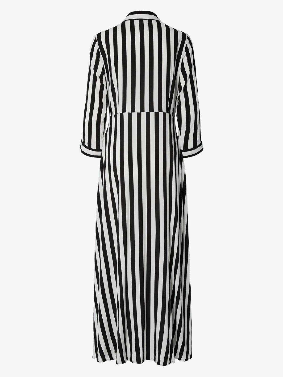 Y.A.S Savanna Long Shirt Dress Black W WHITE STRIPES