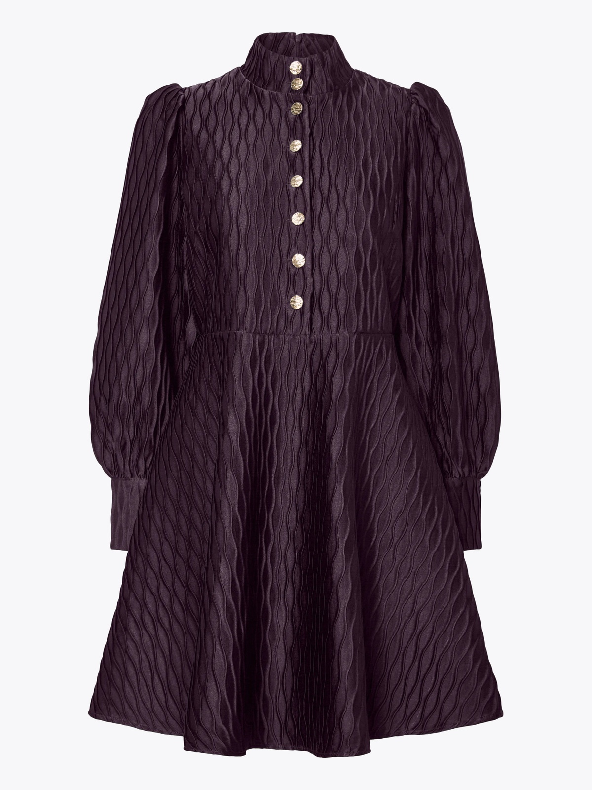 Y.A.S Ripple Long Sleeve Dress Plum Perfect