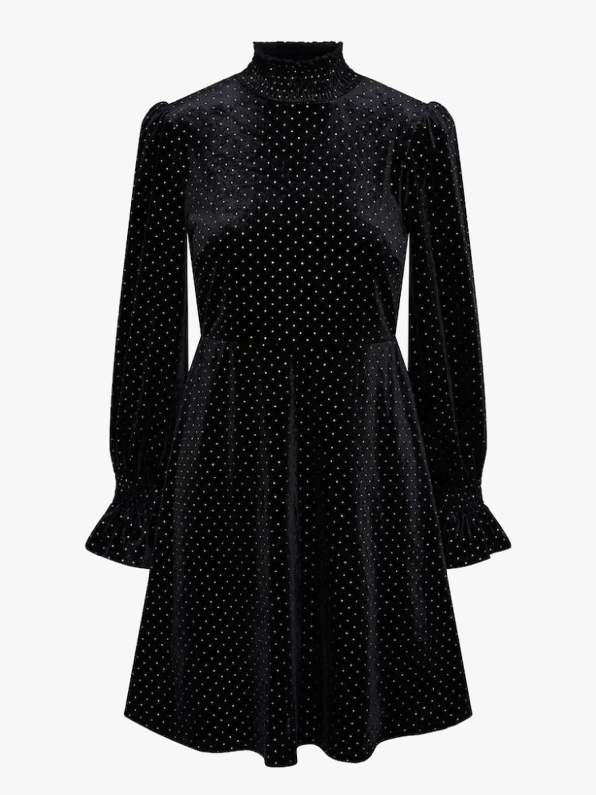 Y.A.S Riva Long Sleeve High Neck Velvet Dress Black