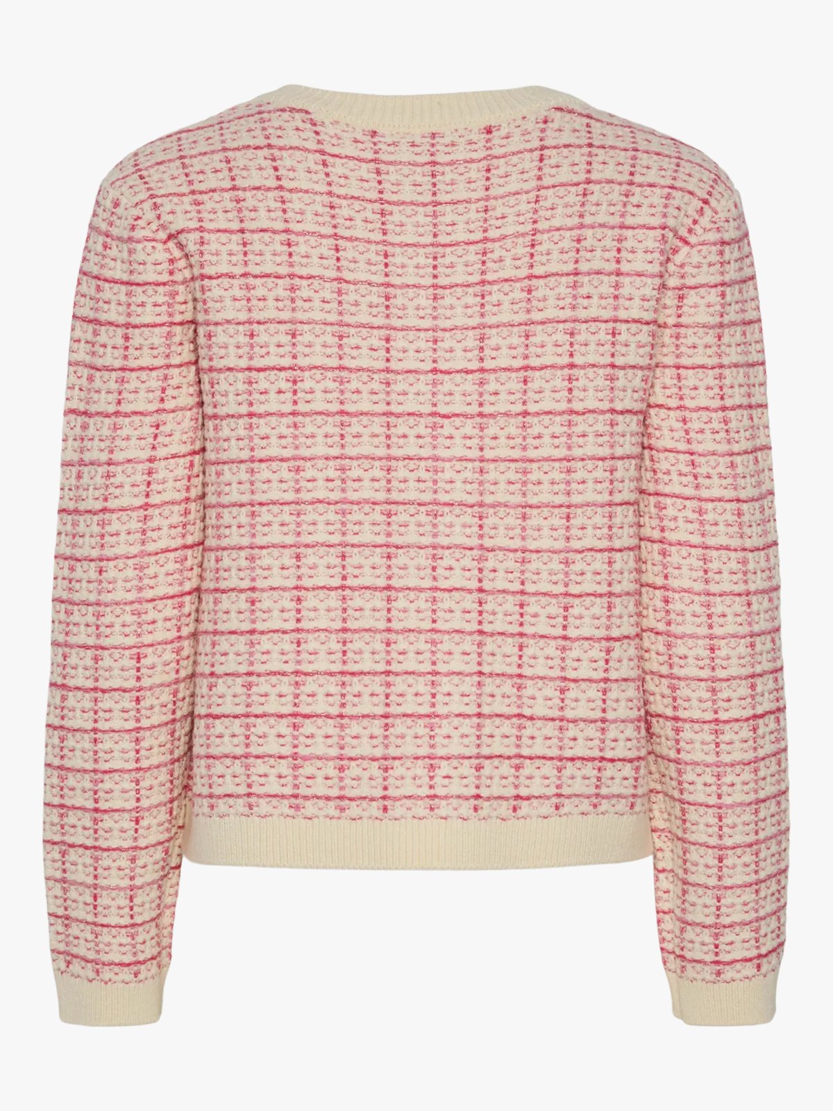 Y.A.S Livia Long Sleeve Short Knit Cardigan Birch Rasberry Sorbet / Pirouette