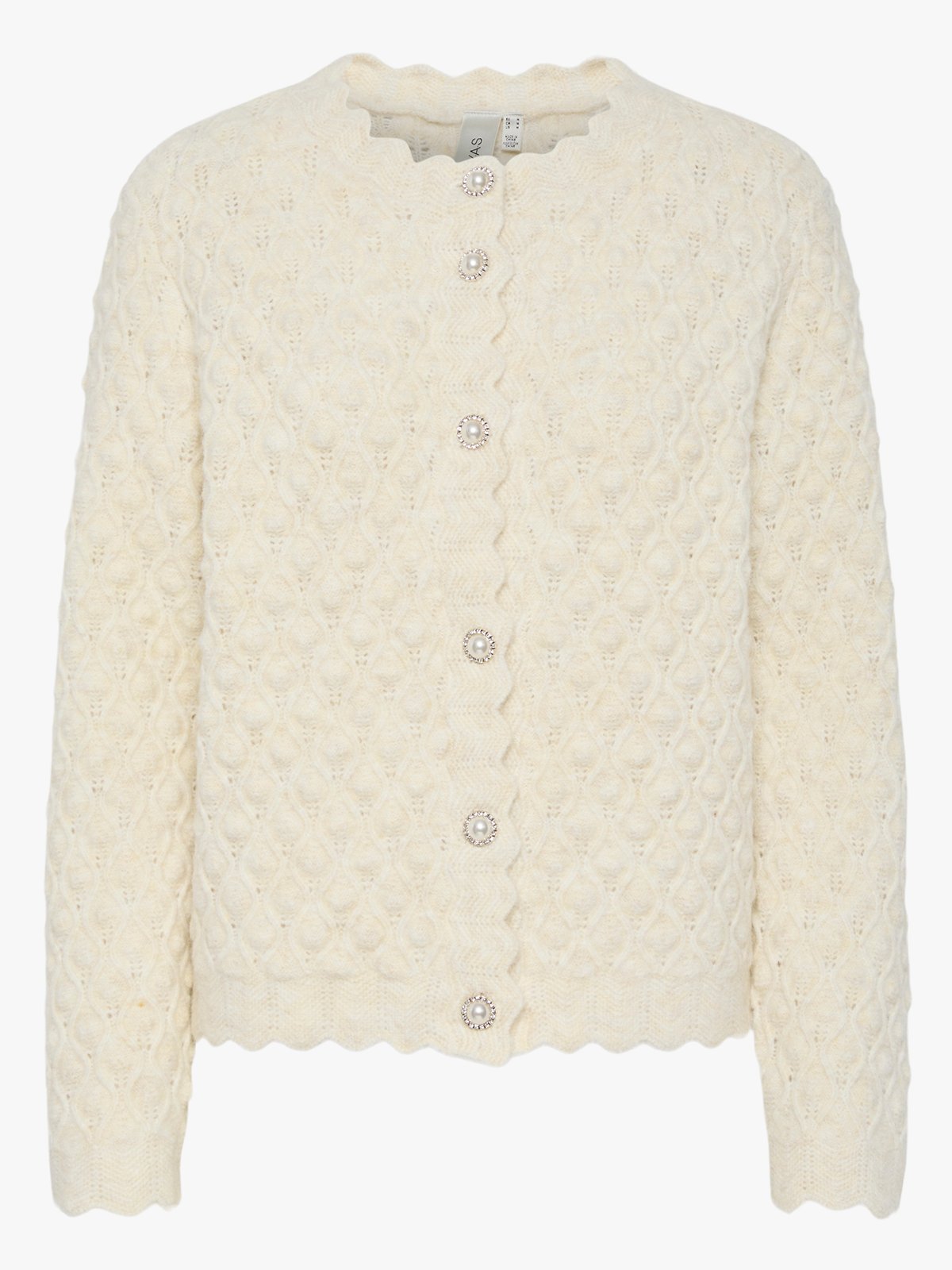 Y.A.S Bubble Long Sleeve Knit Cardigan Birch