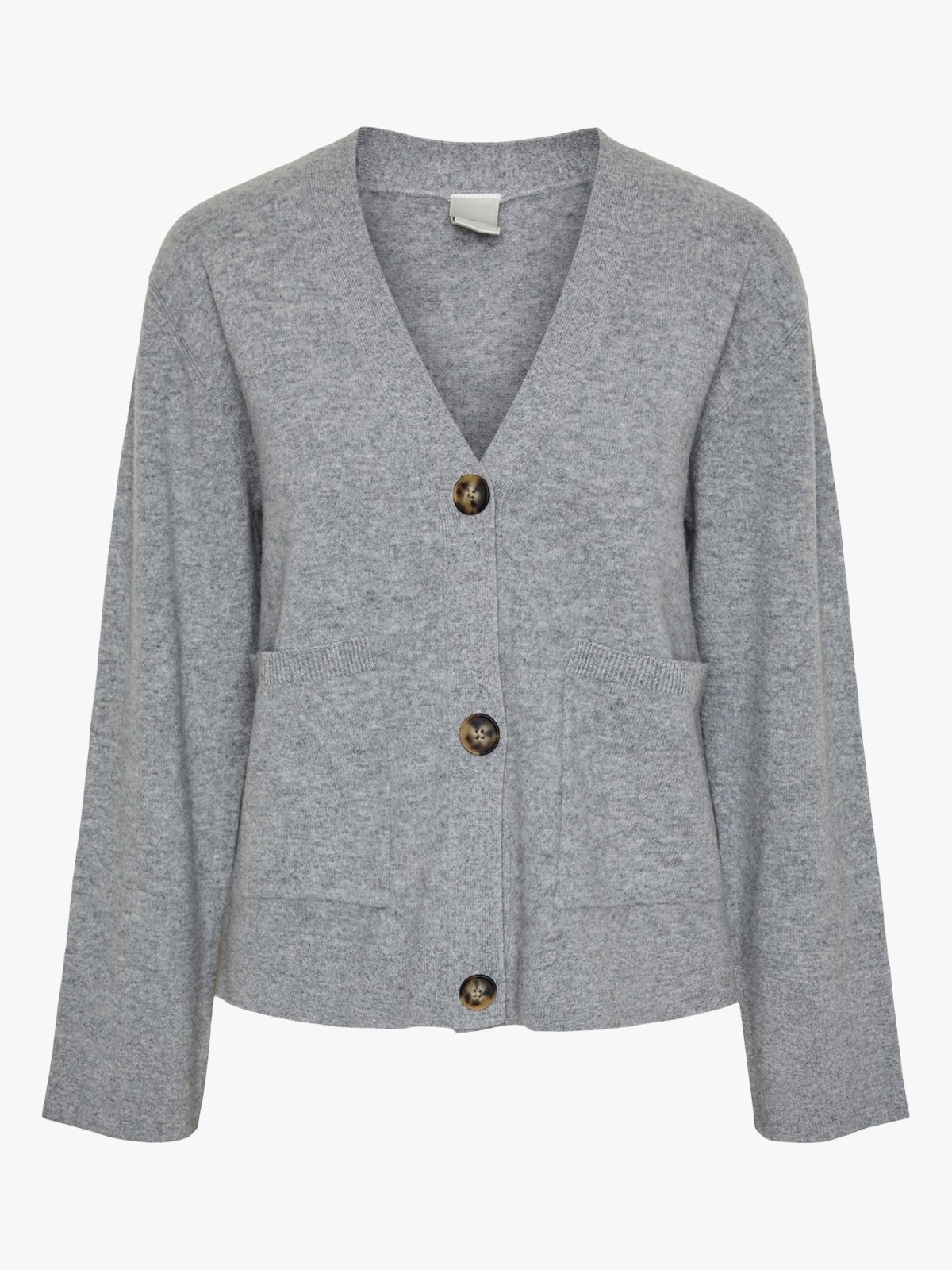 Y.A.S Emilie Long Sleeve Cardigan Knit Light Grey Melange