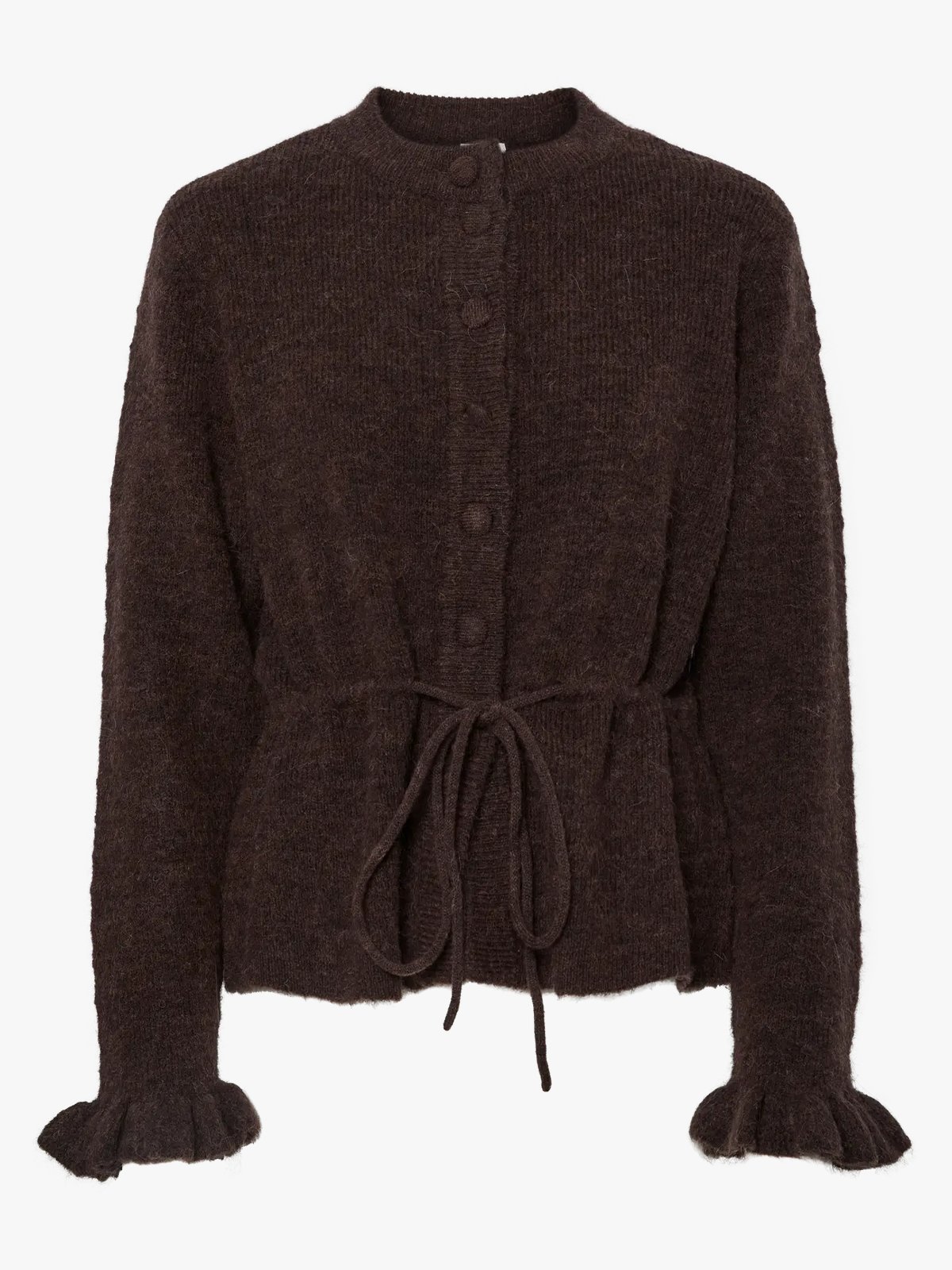 Y.A.S Thellis Long Sleeve Knit Cardigan Hot Fudge