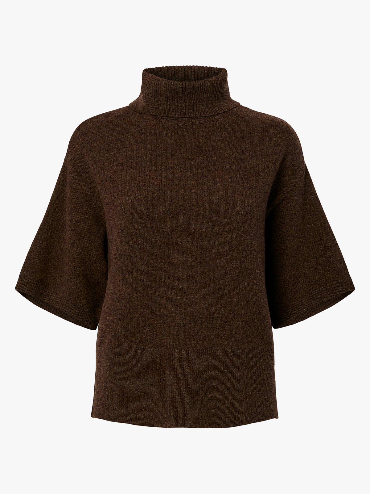 Y.A.S Emila 2/4 Roll Neck Knit Pullover Chocolate Brown