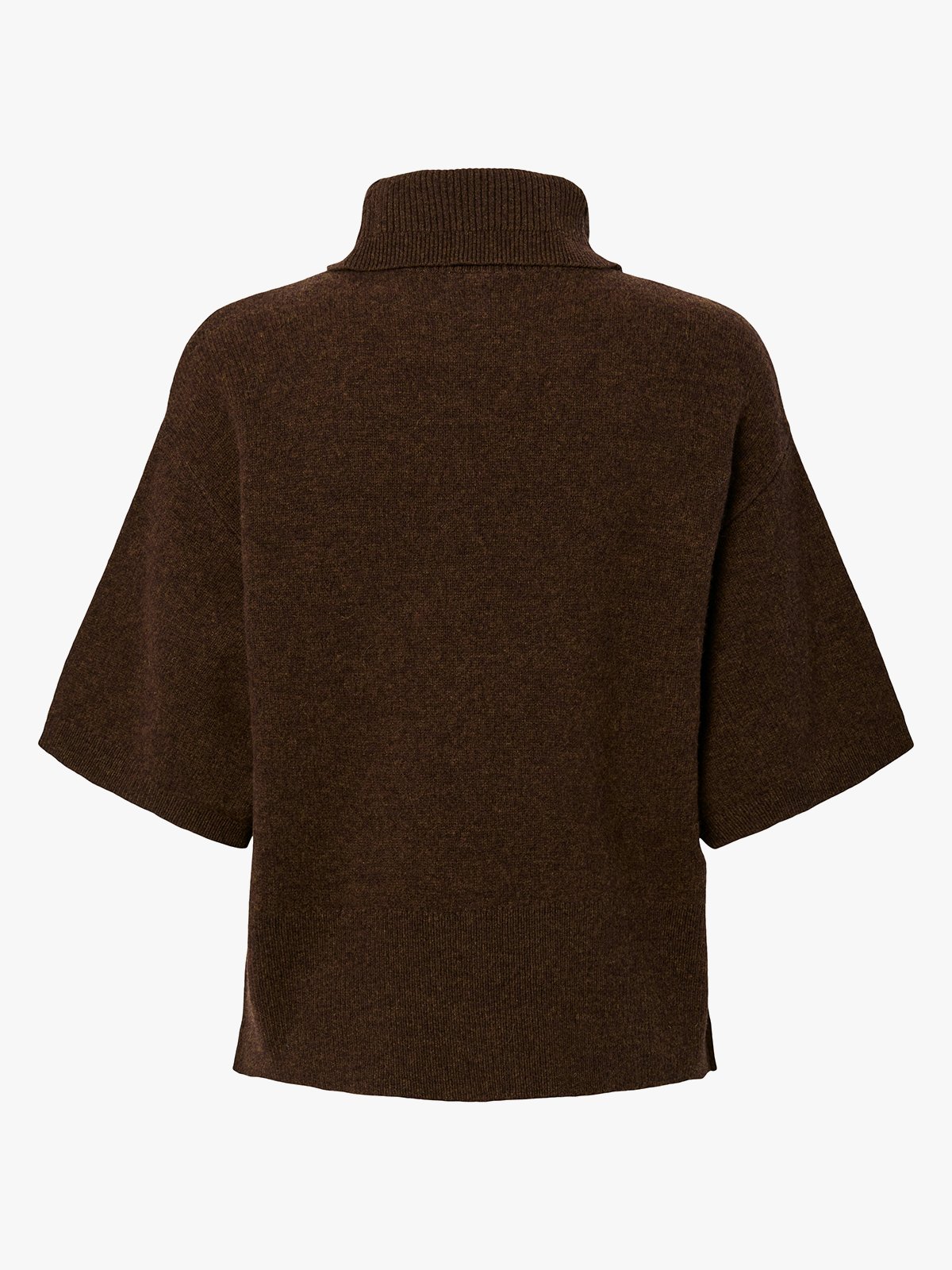 Y.A.S Emila 2/4 Roll Neck Knit Pullover Chocolate Brown