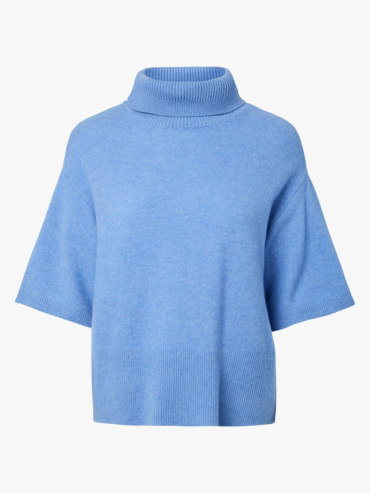 Y.A.S Emila 2/4 Roll Neck Knit Pullover Vista Blue