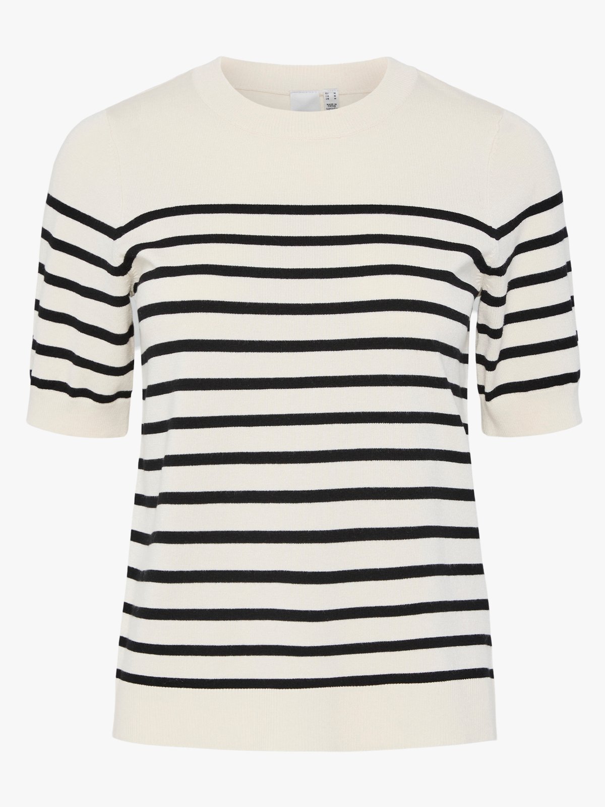 Y.A.S Lena Short Sleeve Knit Pullover Birch / Black Stripes