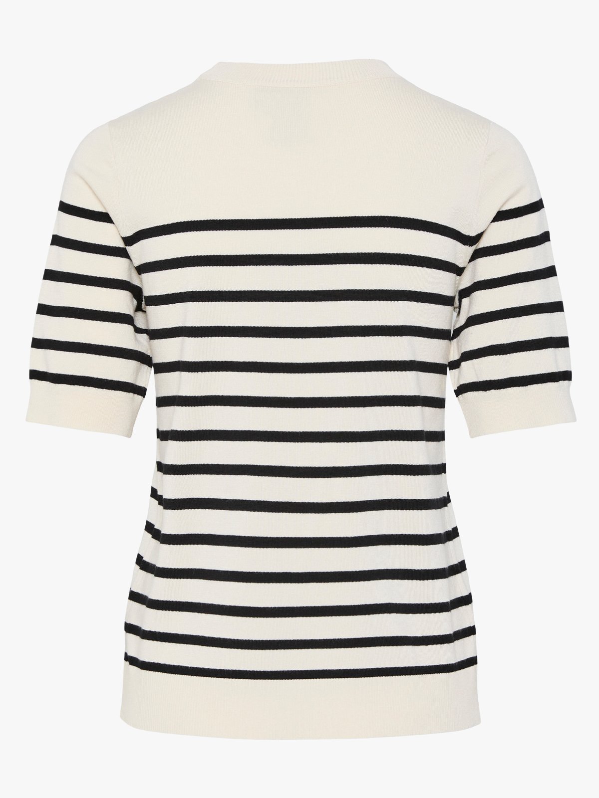 Y.A.S Lena Short Sleeve Knit Pullover Birch / Black Stripes