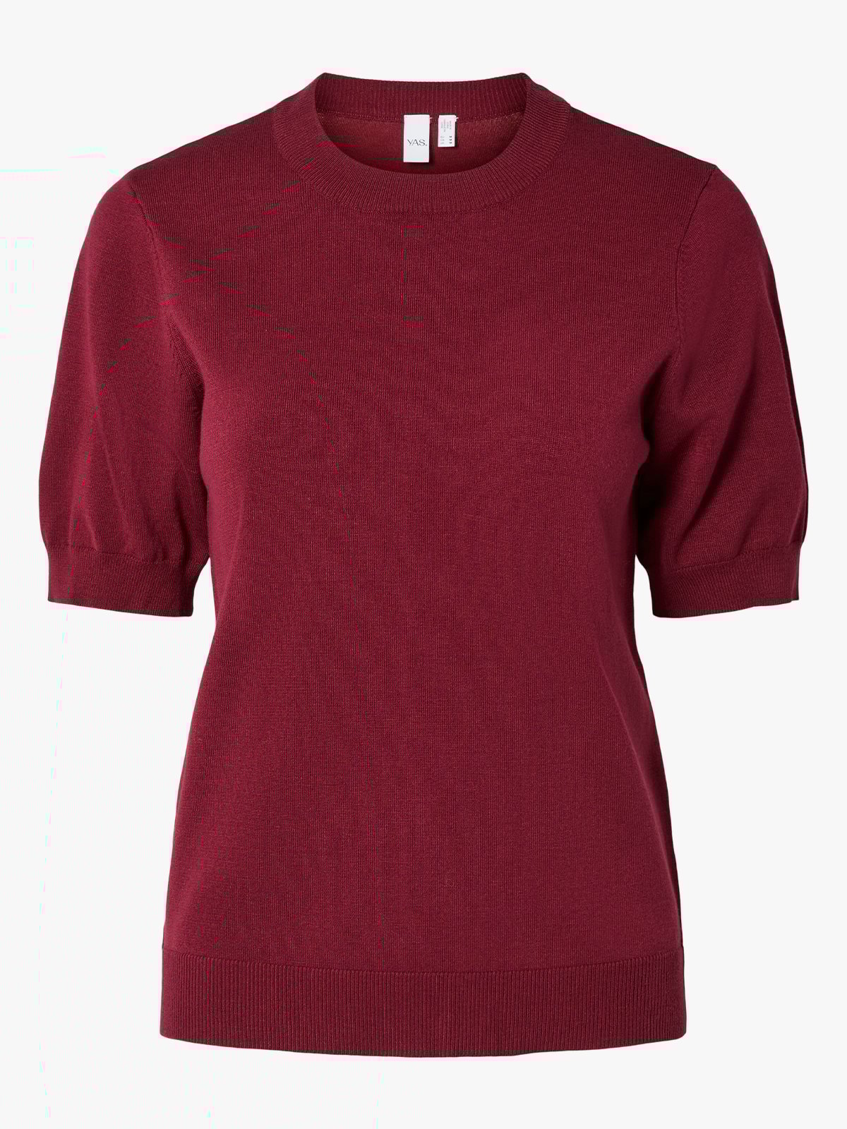 Y.A.S Lena Short Sleeve Knit Pullover Tibetan Red