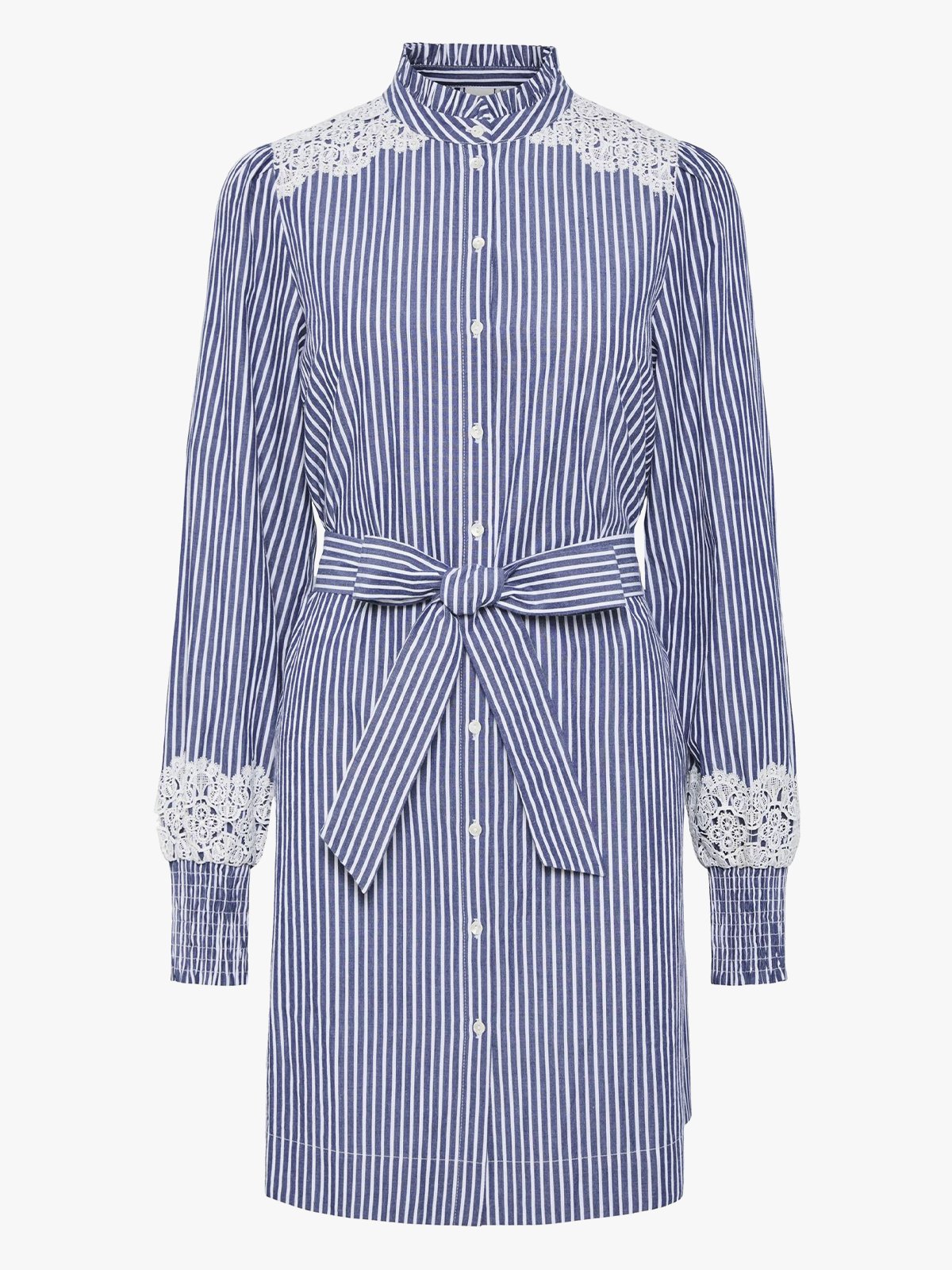 Y.A.S Stria Long Sleeve Shirt Dress Star White / Blue Stripes
