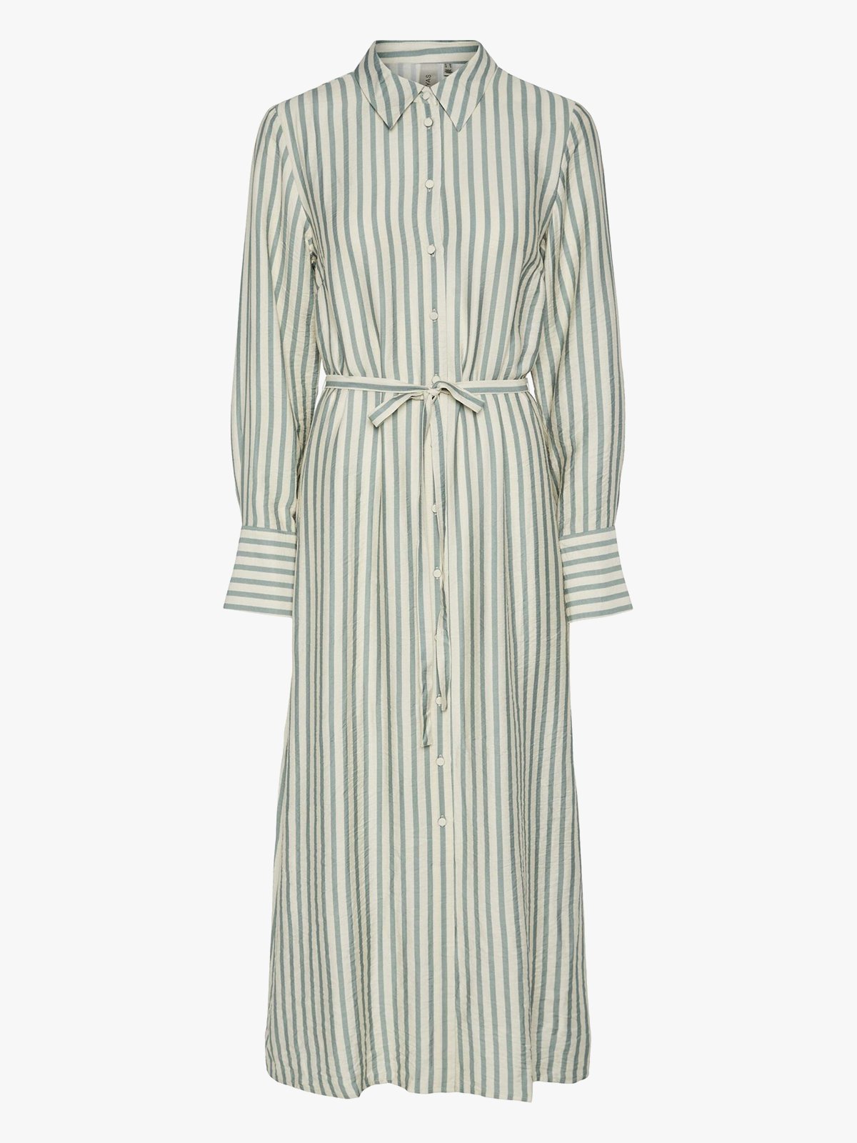 Y.A.S Kaya Long Sleeve Long Shirt Dress Birch Green Stripes
