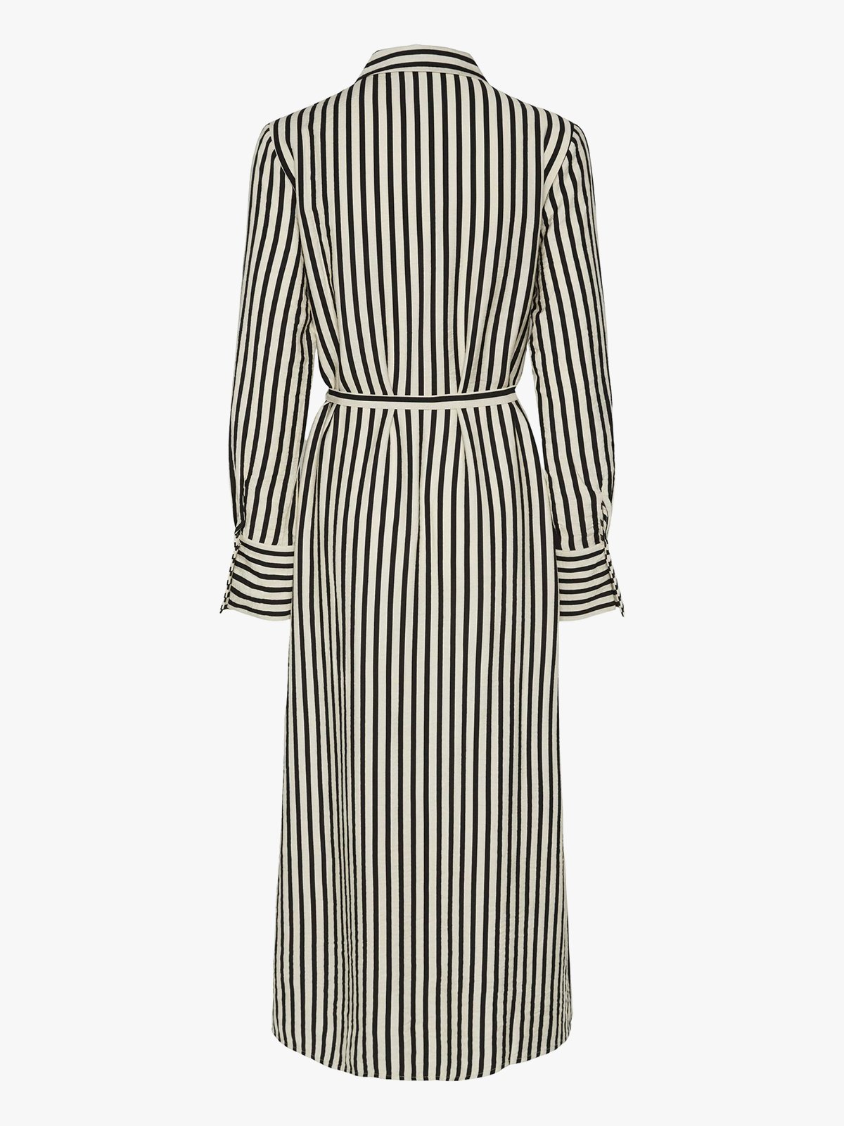 Y.A.S Kaya Long Sleeve Long Shirt Dress Birch Black Stripes