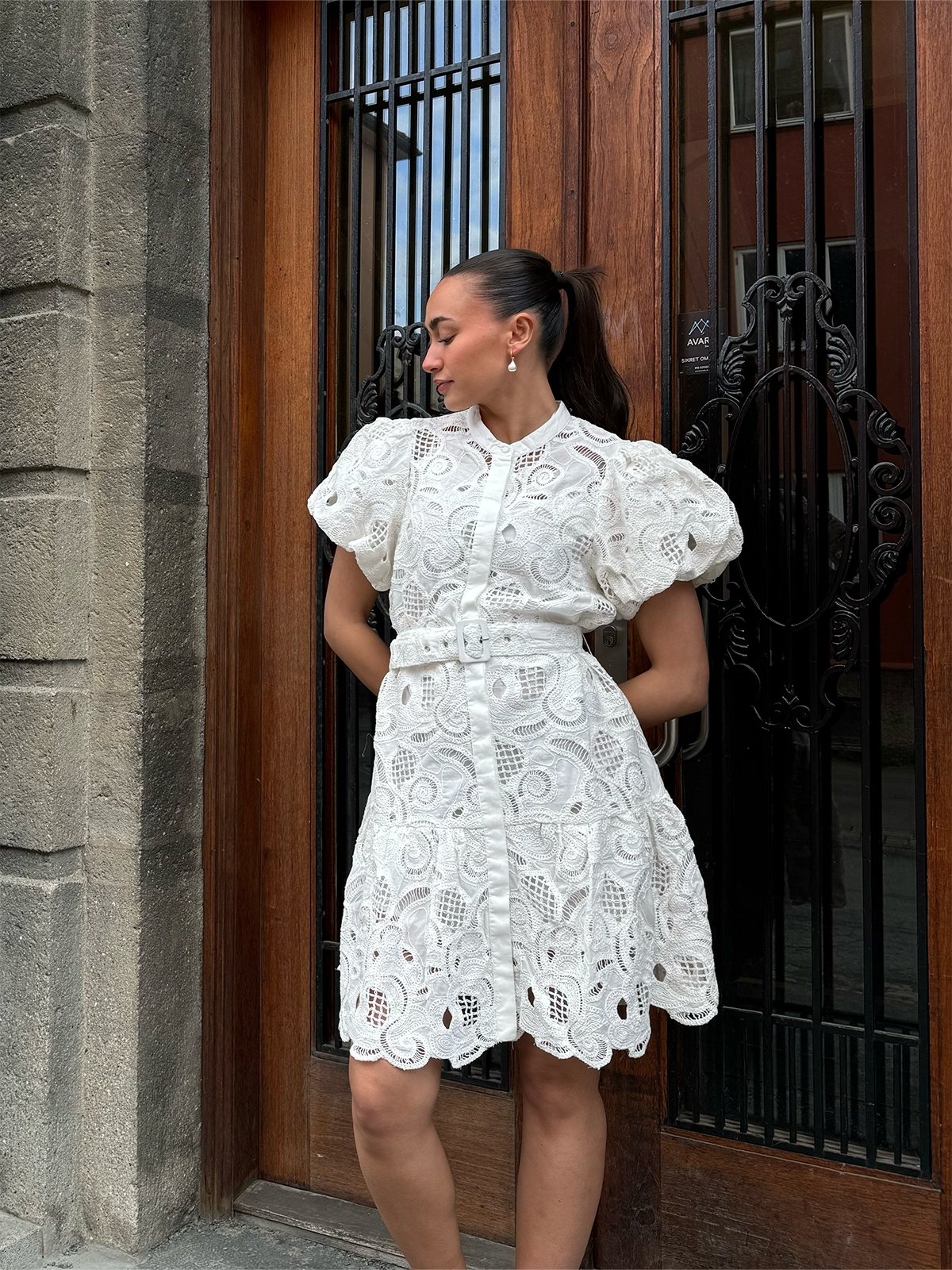 Y.A.S Sana Short Sleeve Dress Star White