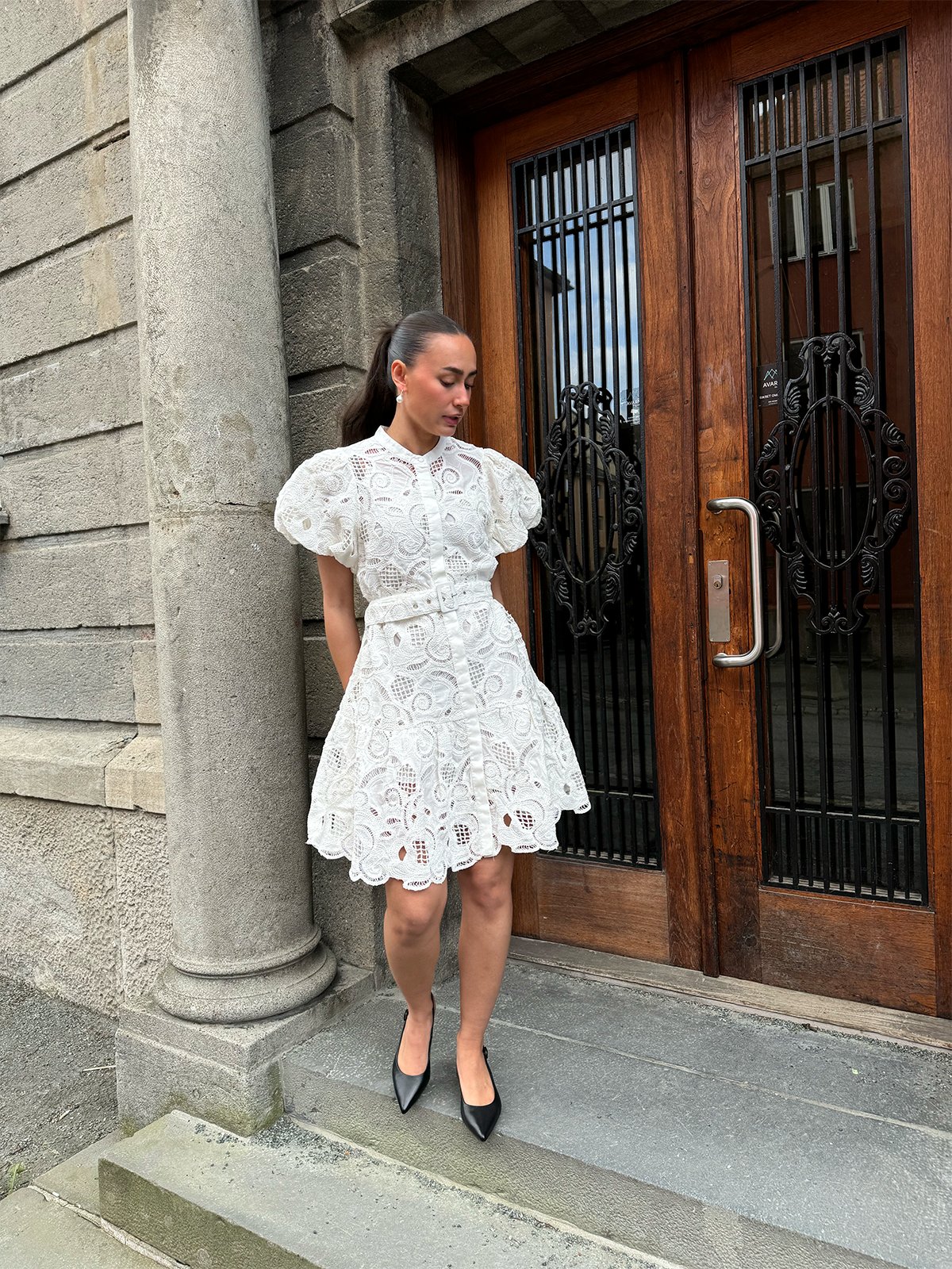 Y.A.S Sana Short Sleeve Dress Star White