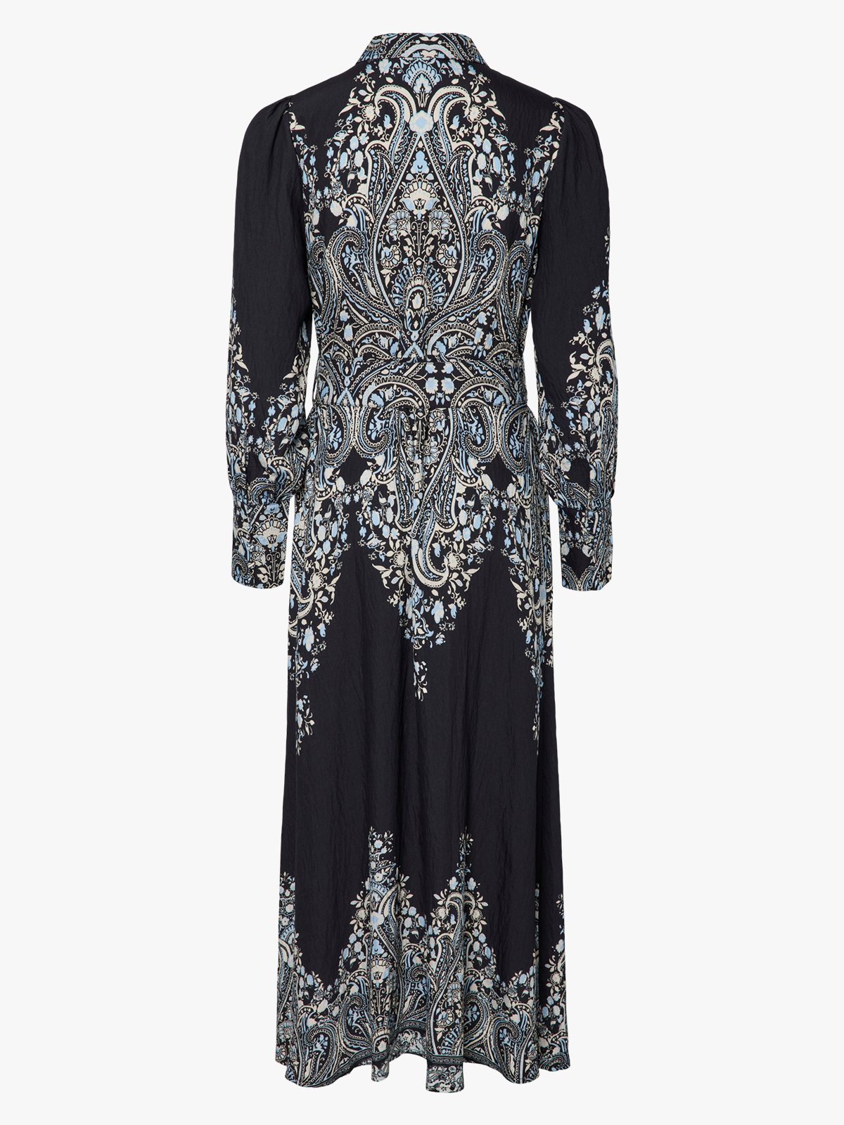 Y.A.S Birma Long Sleeve Long Shirt Dress Black Birma Print