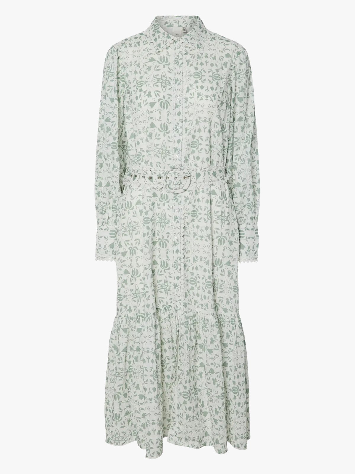Y.A.S Vips Long Shirt Dress Iceberg Green Vips Print