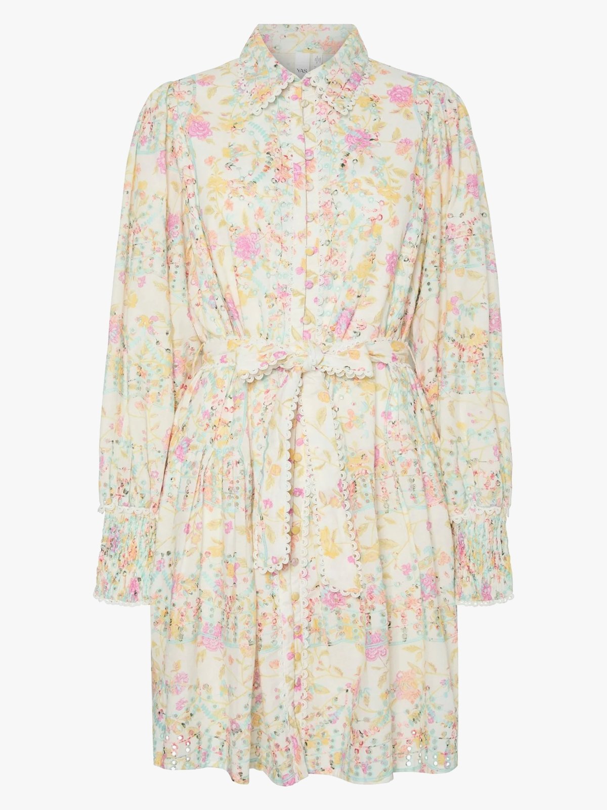 Y.A.S Mellia Long Sleeve Embroidered Dress Whitecap Gray