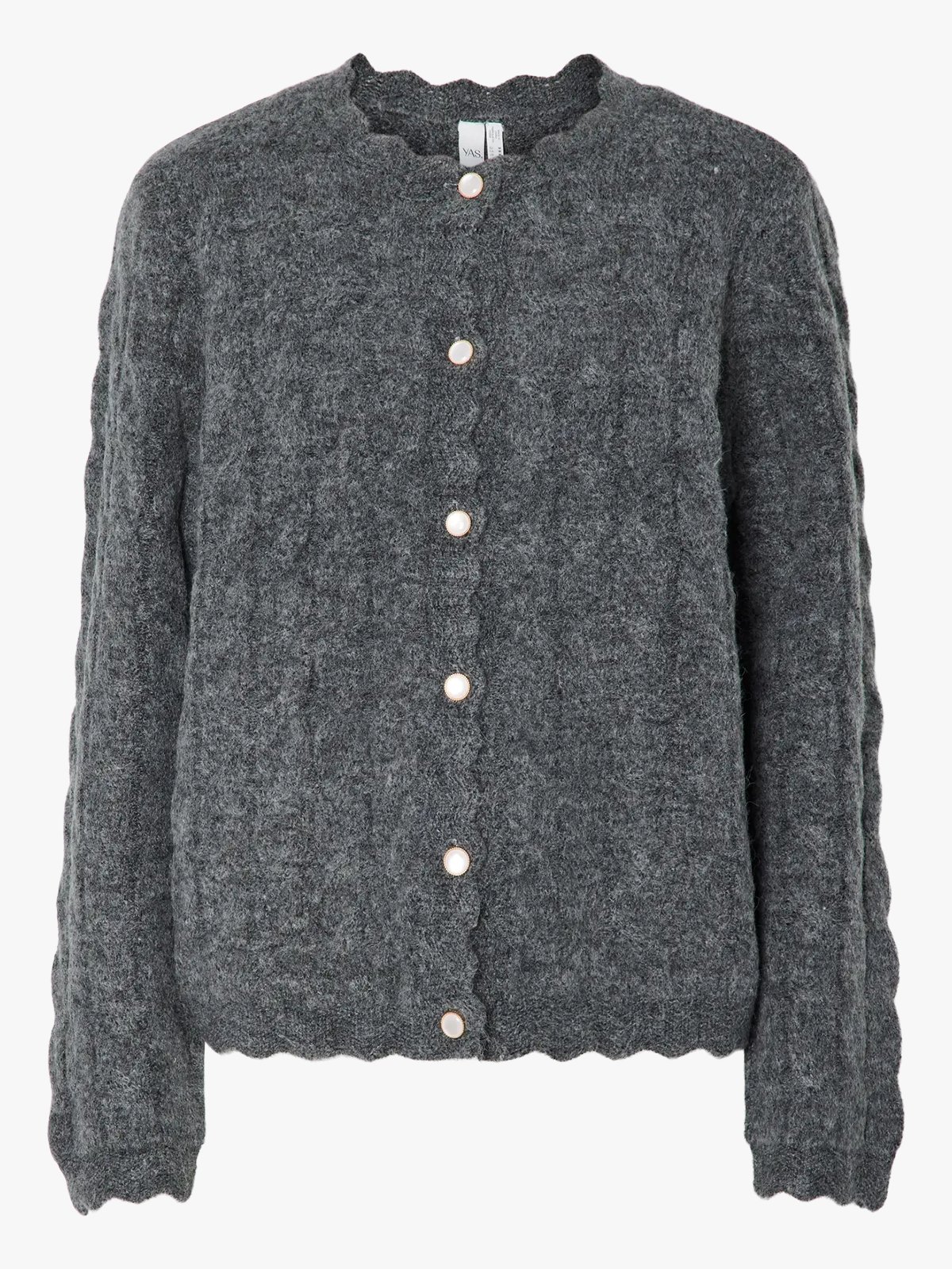 Y.A.S Bubera Long Sleeve Knit Cardigan Dark Grey Melange