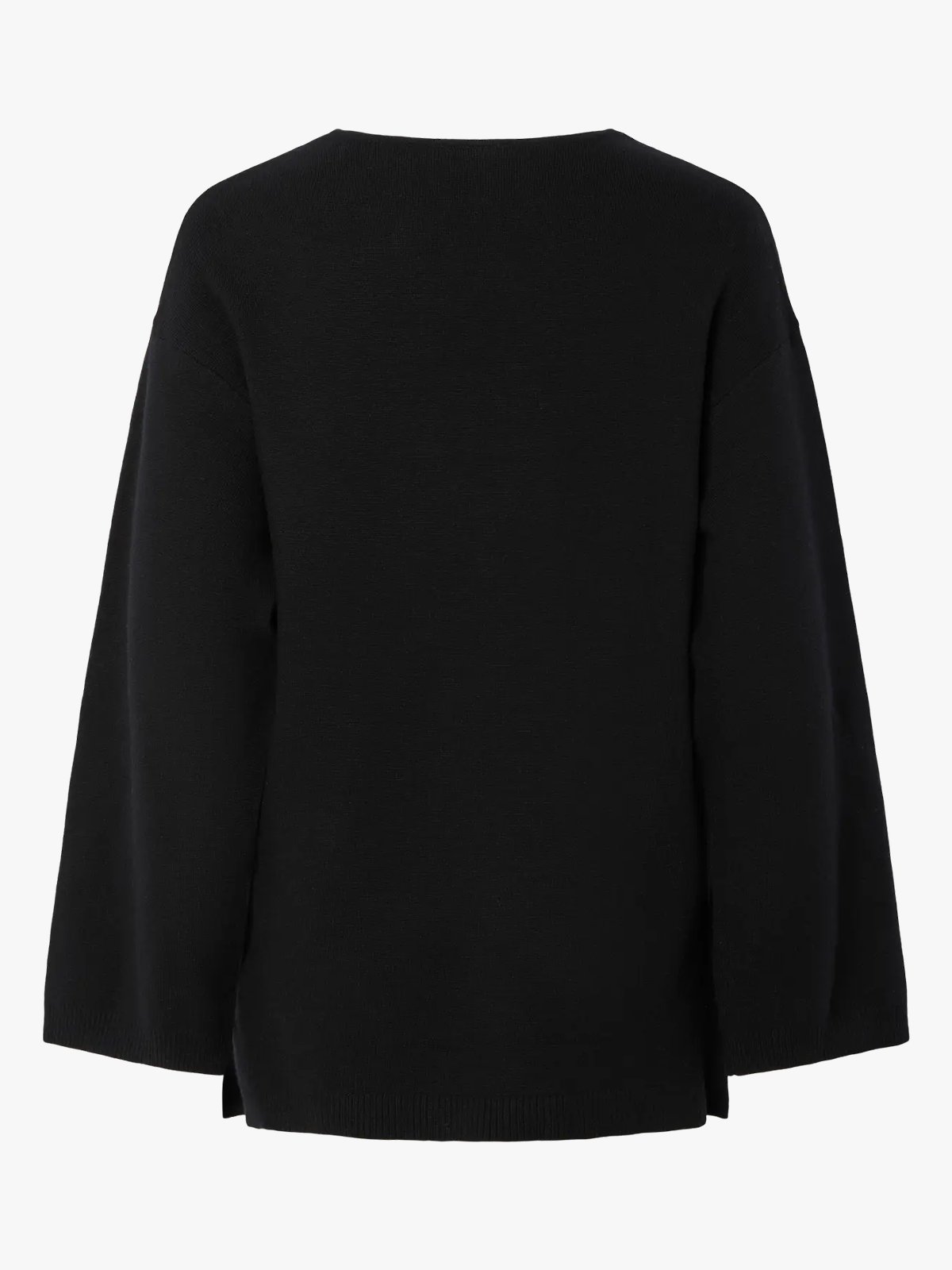 Y.A.S Elma Long Sleeve V-Neck Knit Pullover Black