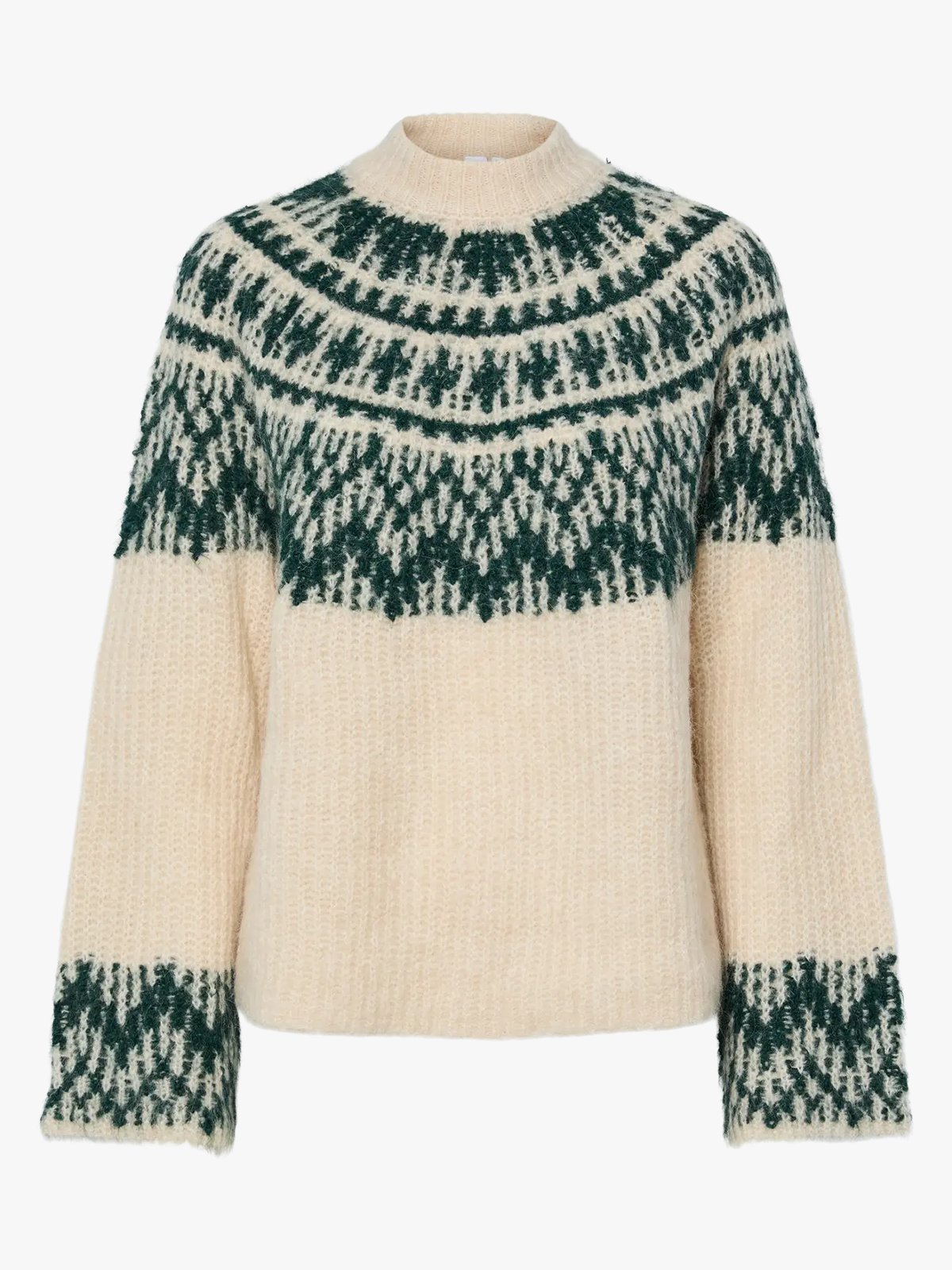 Y.A.S Liri Long Sleeve Wool Blend Knit Pullover Birch Ponderosa Pine