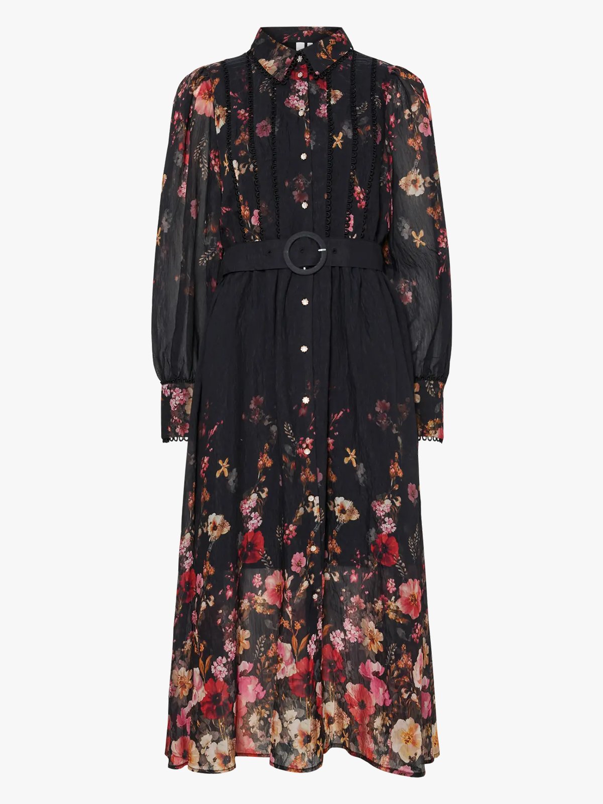 Y.A.S Romantica Long Sleeve Long Dress Black Romantica