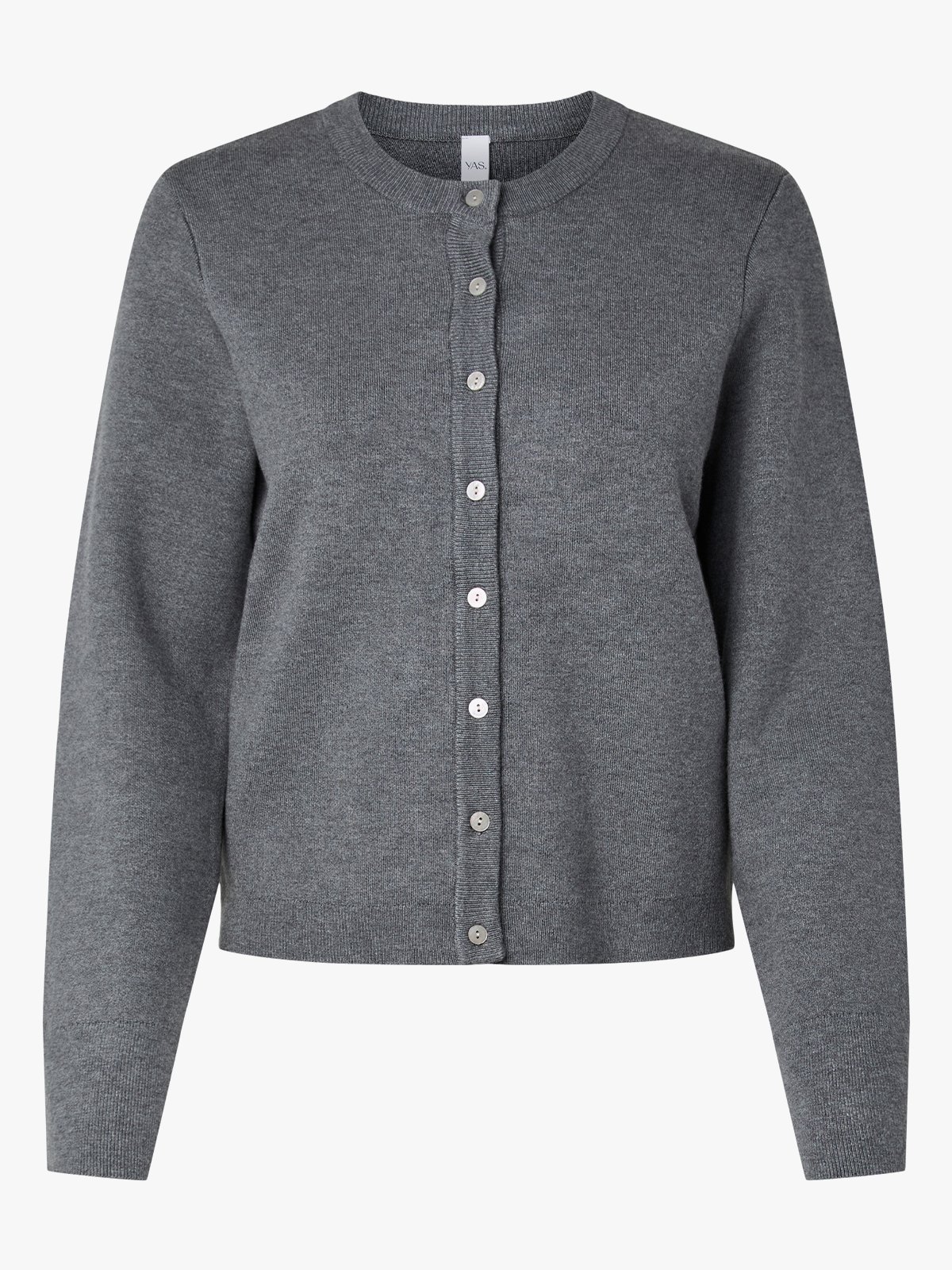 Y.A.S Elena Long Sleeve Knit Cardigan Medium Grey Melange
