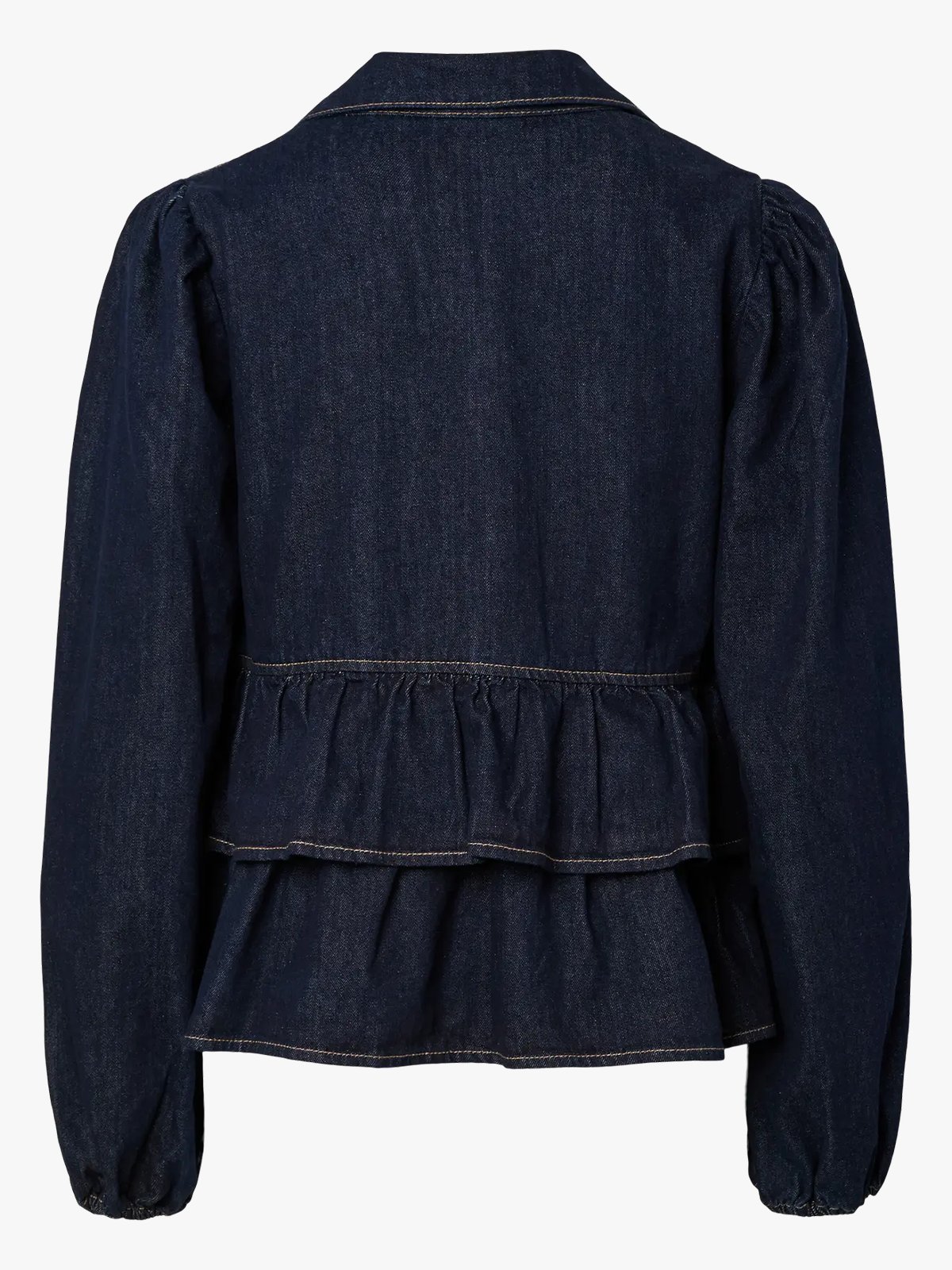 Y.A.S Celina Long Sleeve Denim Tie Top Dark Blue Denim