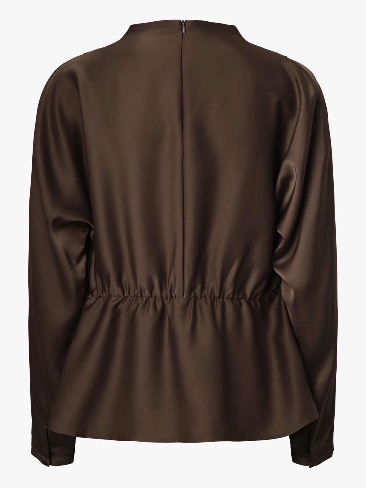 Y.A.S Pella Long Sleeve Funnel Neck Top Chocolate Brown
