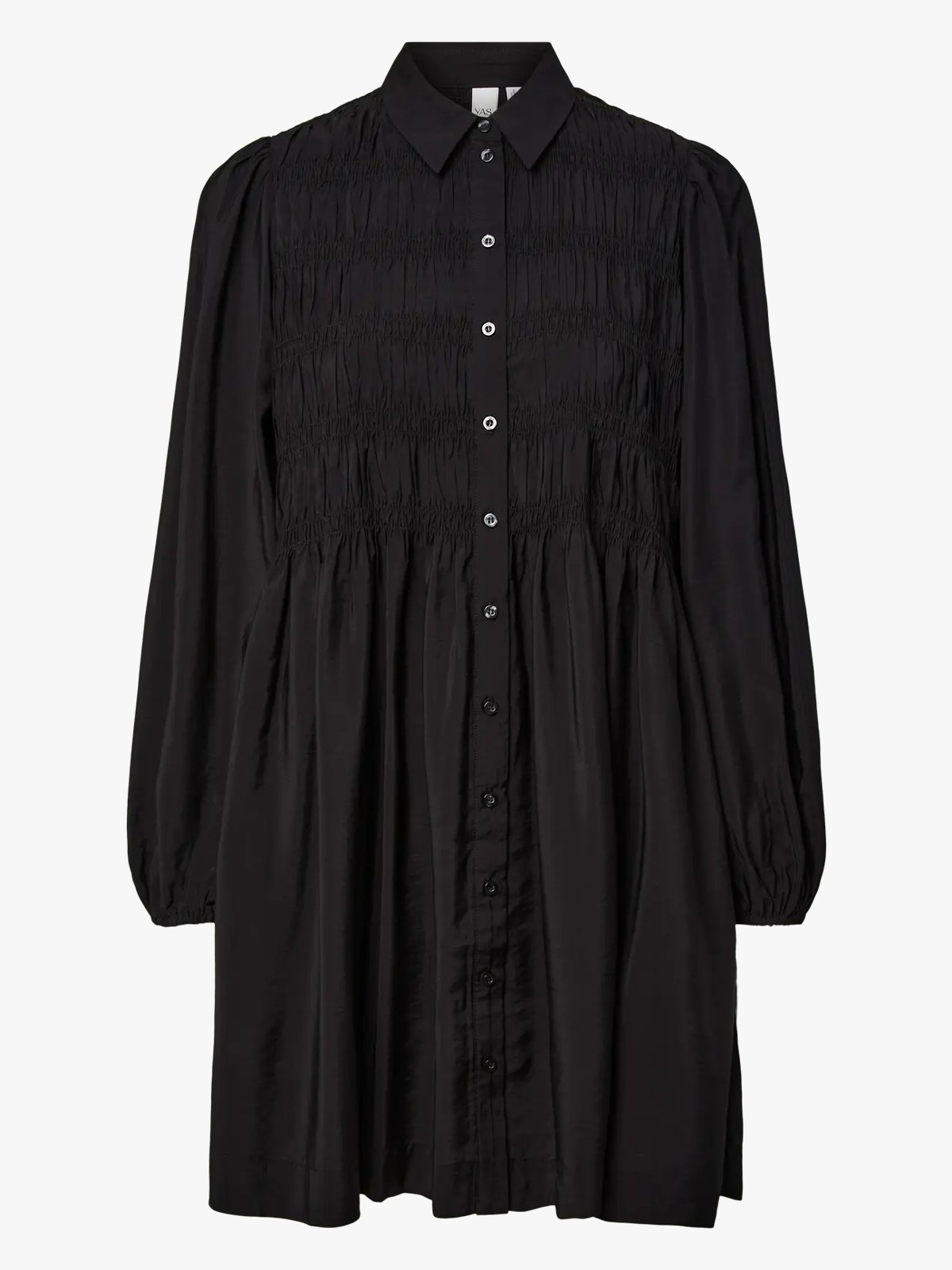 Y.A.S Pala Long Sleeve Smock Shirt Dress Black
