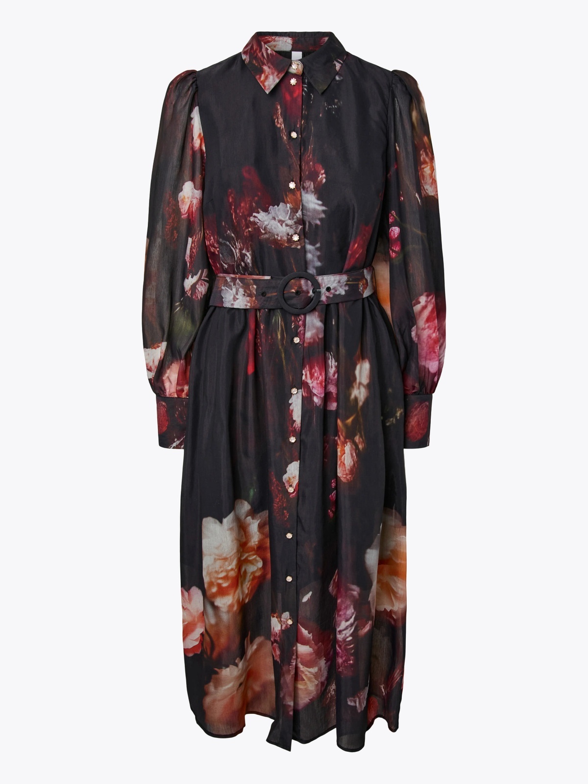 Y.A.S Romantica Long Sleeve Long Dress Black ROMANTICA PRINT