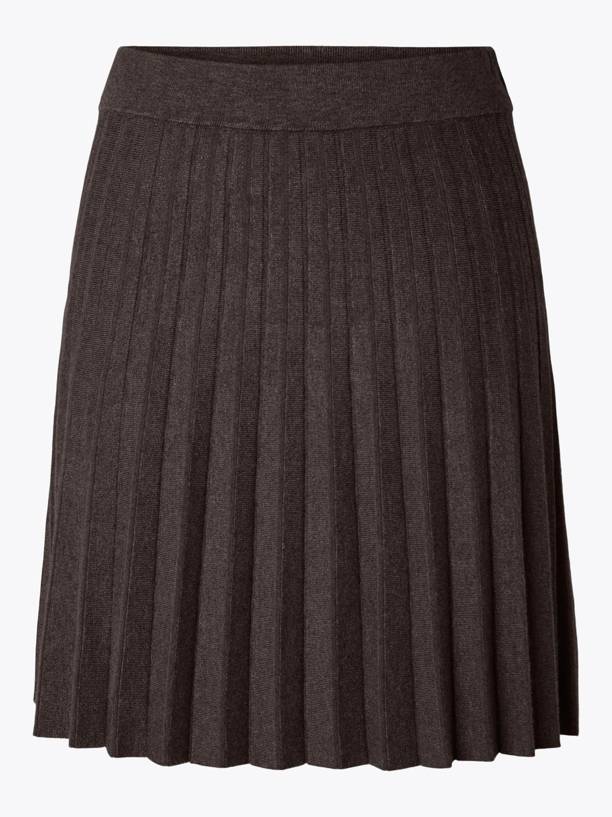 Y.A.S Elena High Waist Pleated Skirt Coffee Bean Melange