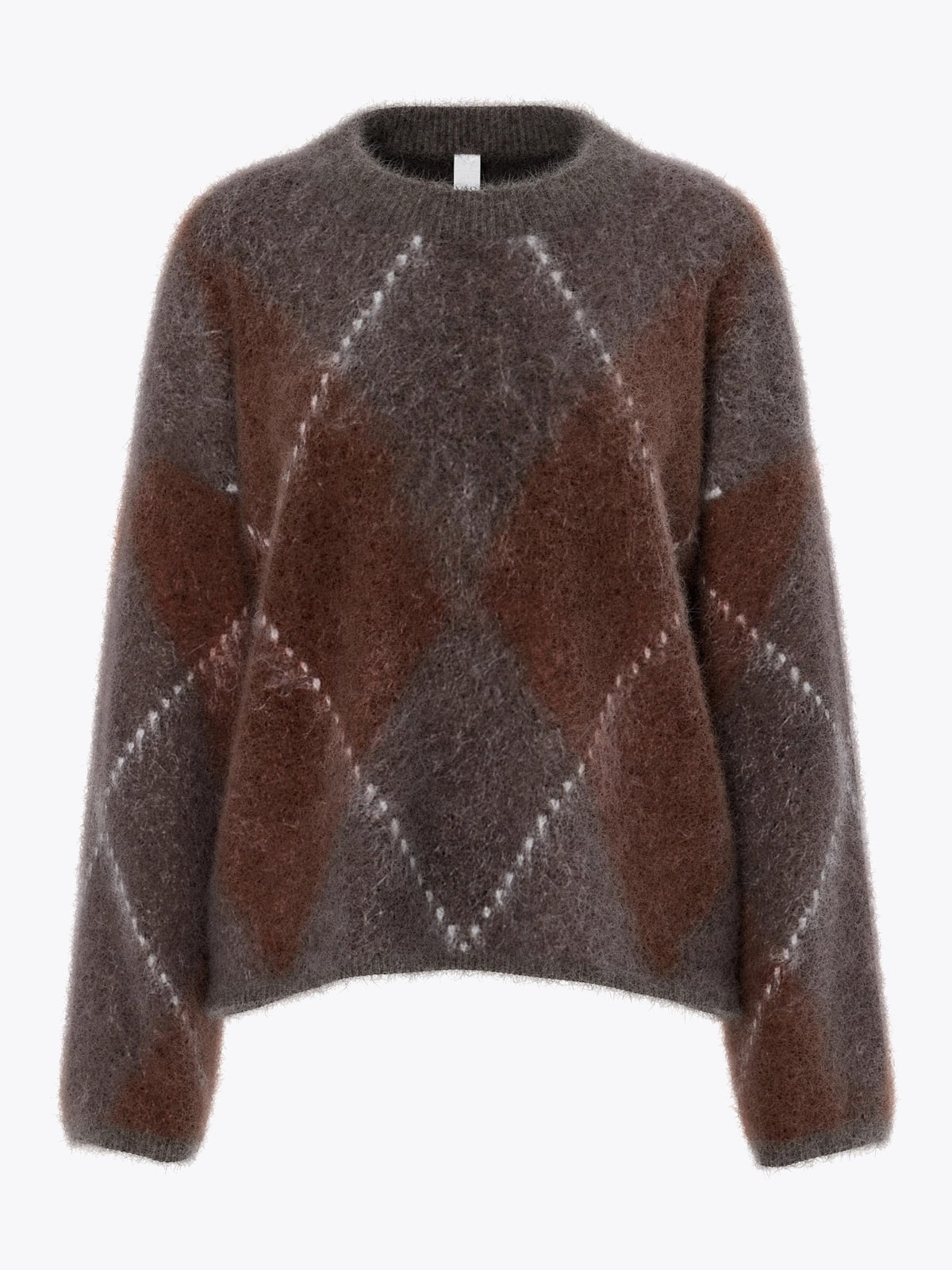 Y.A.S Argy Long Sleeve Mohair Blend Knit Pullover Coffee Bean incence/sepia/oatmeal