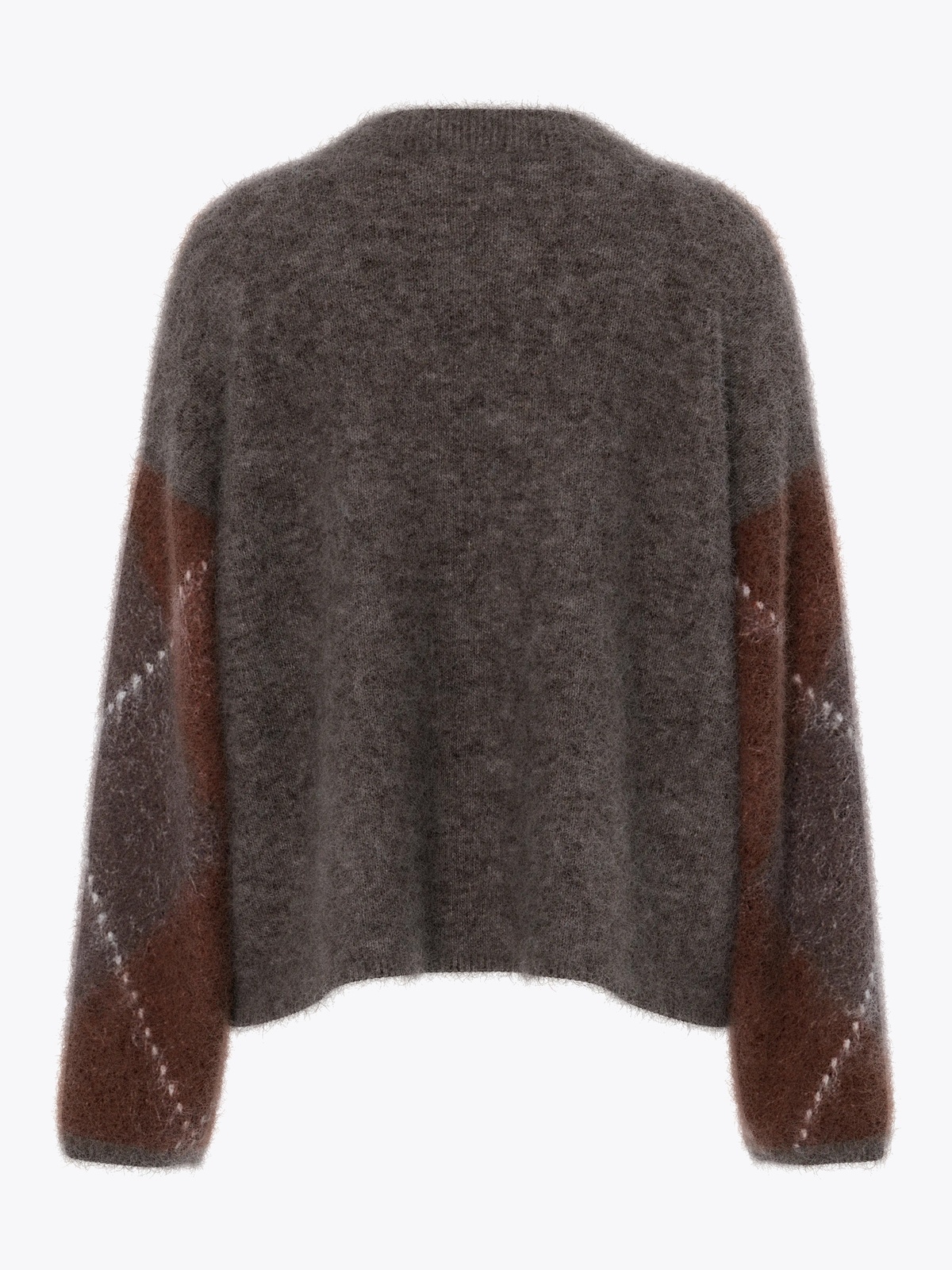 Y.A.S Argy Long Sleeve Mohair Blend Knit Pullover Coffee Bean incence/sepia/oatmeal