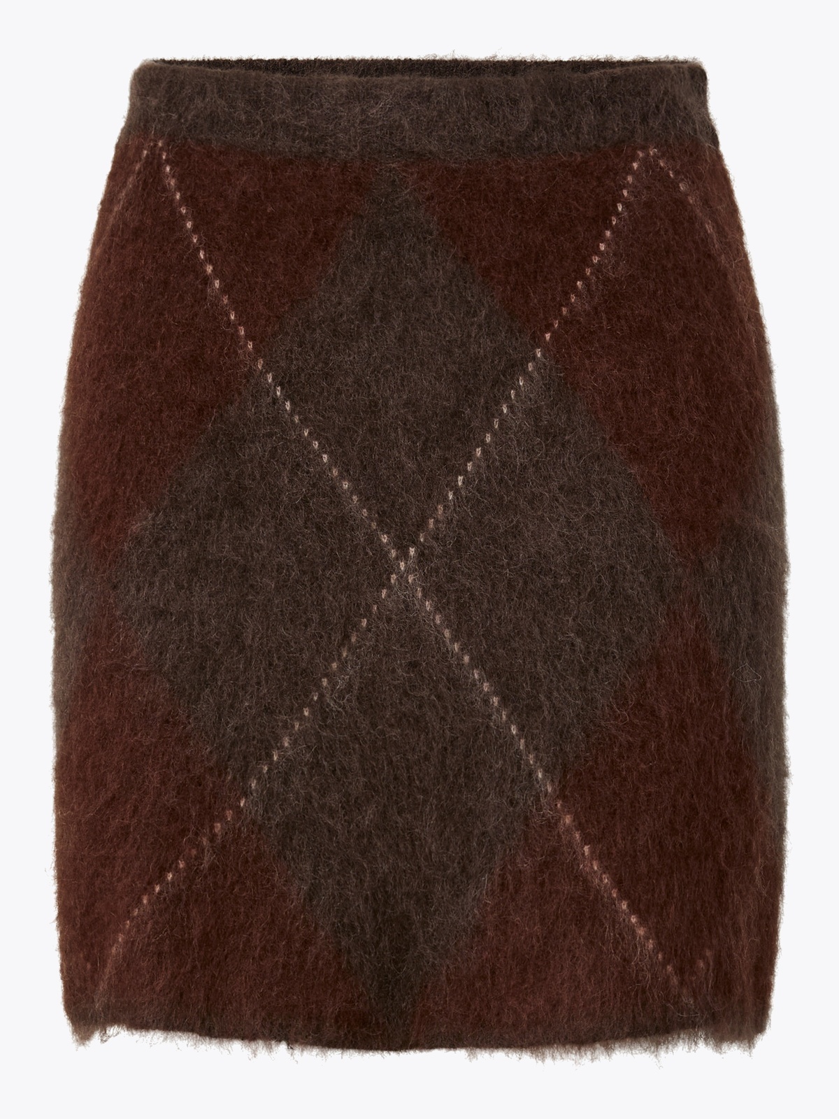 Y.A.S Argy High Waist Mohair Blend Knit Skirt Coffee Bean incence/sepia/oatmeal