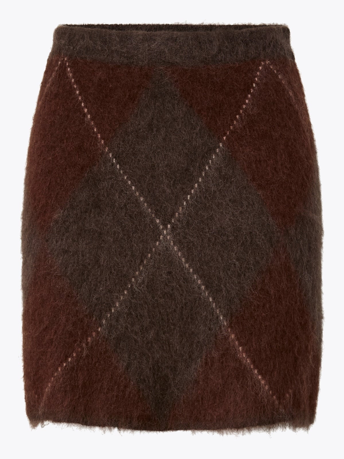 Y.A.S Argy High Waist Mohair Blend Knit Skirt Coffee Bean incence/sepia/oatmeal
