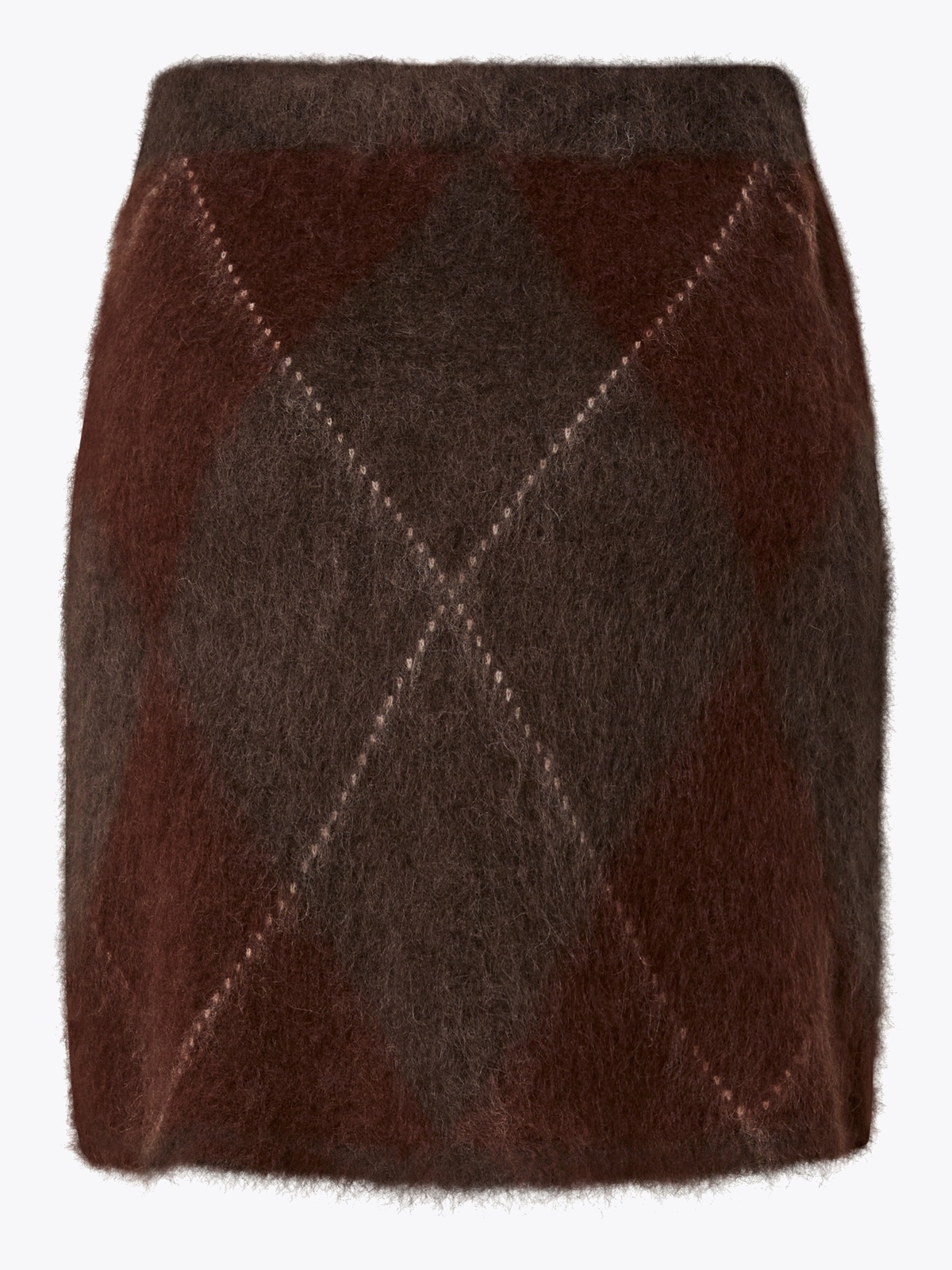 Y.A.S Argy High Waist Mohair Blend Knit Skirt Coffee Bean incence/sepia/oatmeal
