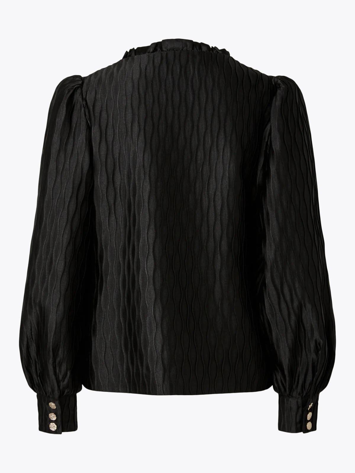 Y.A.S Ripple Long Sleeve V-Neck Shirt Black