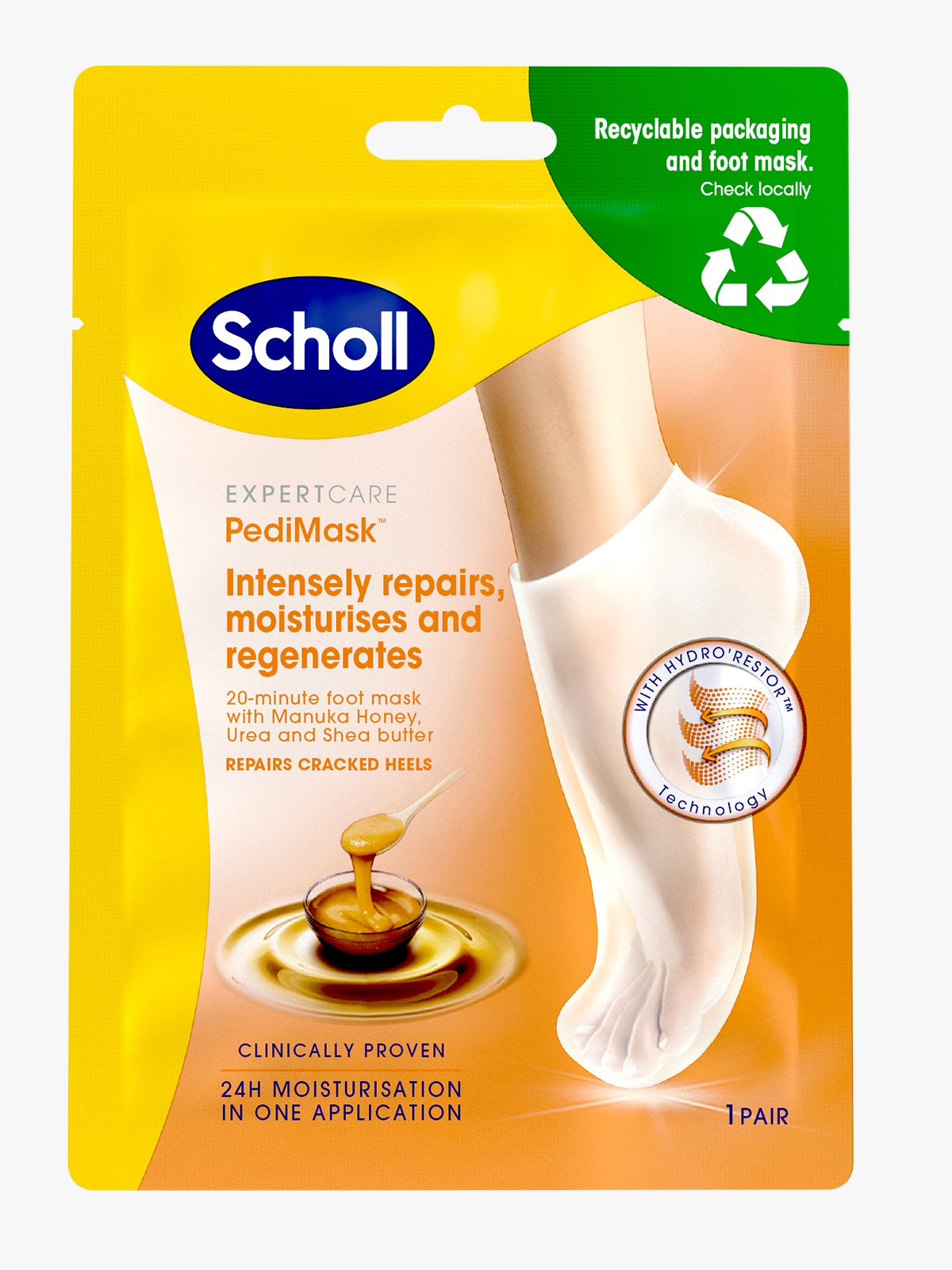 Scholl Pedimask Manuka Honey Fotmaske Flerfarget