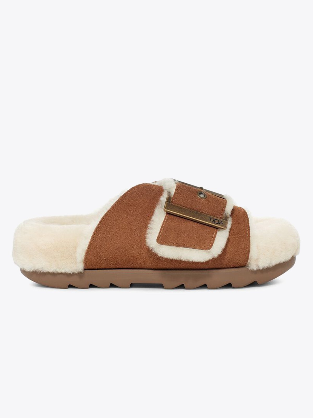 UGG Outslide Buckle Chestnut Suede