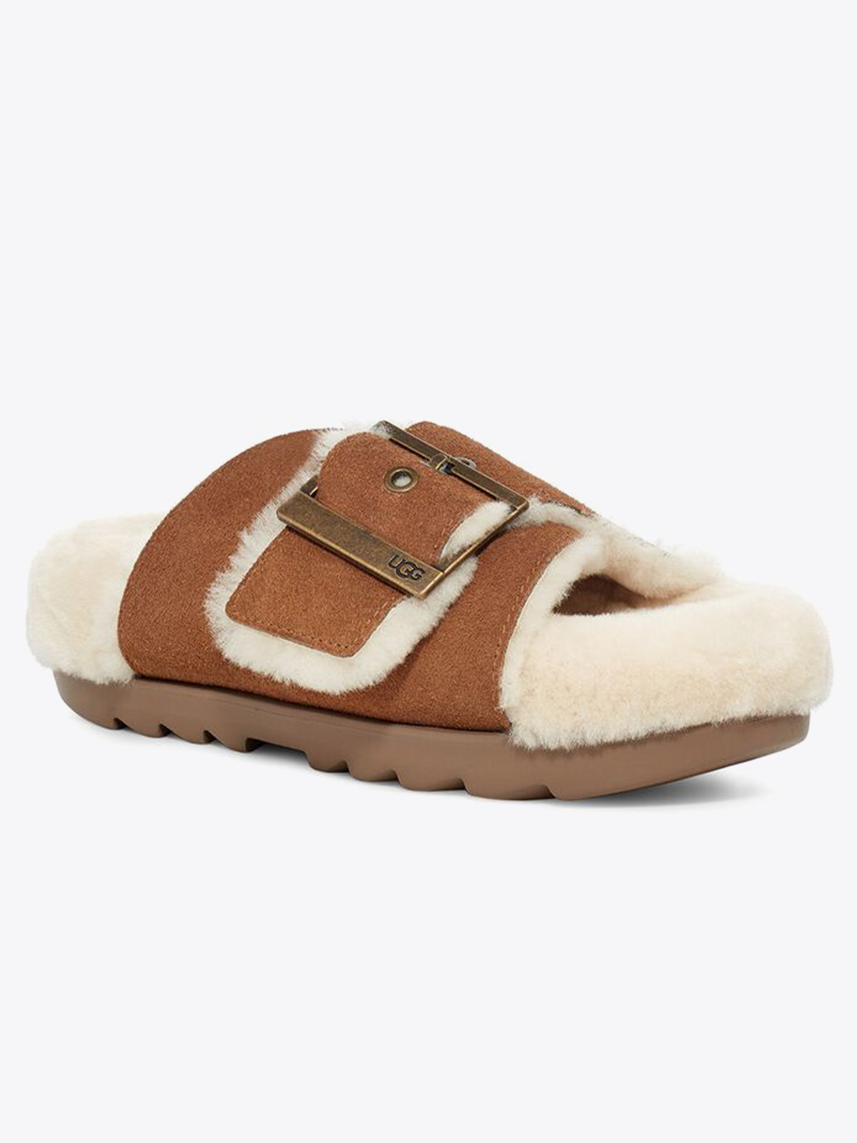 UGG Outslide Buckle Chestnut Suede