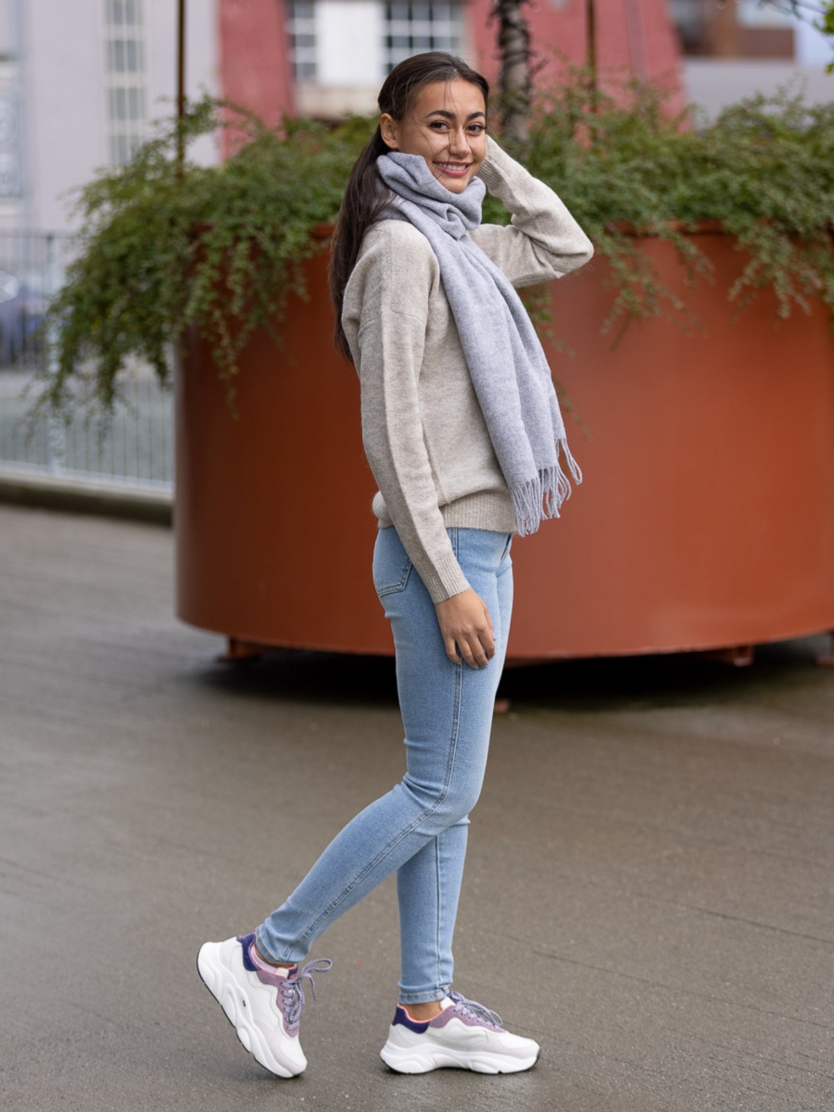 Urban Pioneers Bea Wool Scarf Light Grey Melange