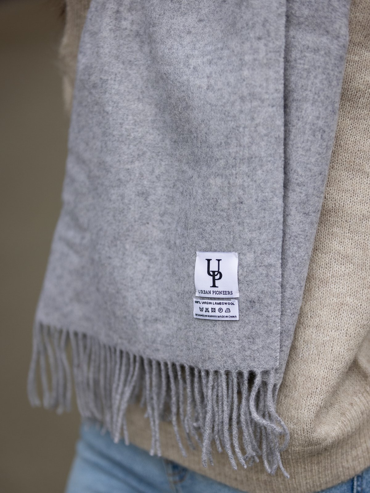 Urban Pioneers Bea Wool Scarf Light Grey Melange