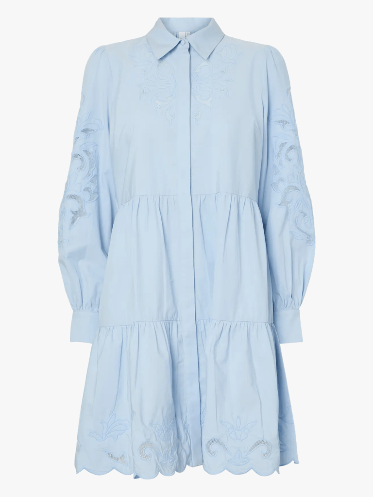Y.A.S Zimia Long Sleeve Shirt Dress - Blå | Getinspired.no