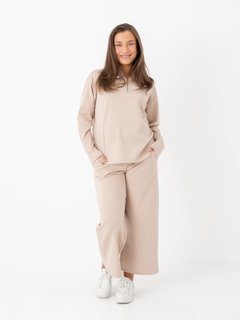 Ichi Kate Half Zip - Beige | Getinspired.no