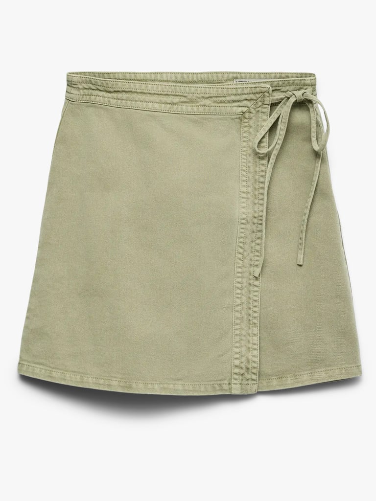 Vero Moda Liza Mid Rise Short Denim Wrap Skirt - Grønn