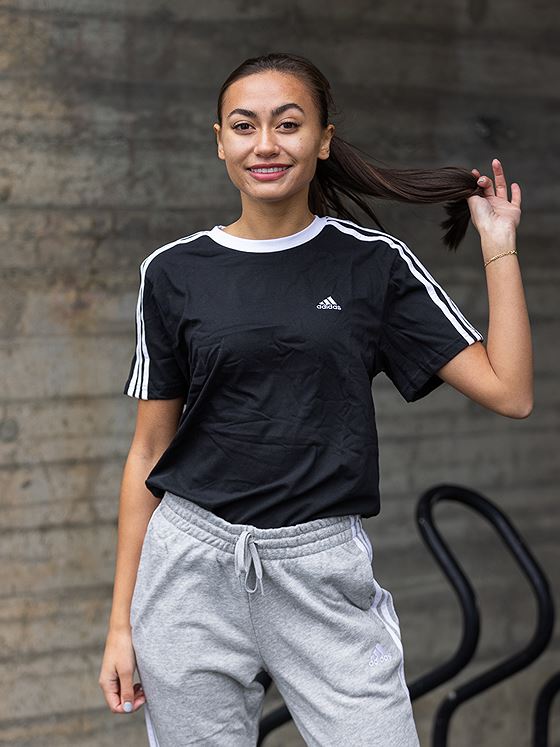 adidas 3-Stripes BoxFit Tee Black/ White