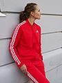 adidas 3 Stripes Tracksuit Red