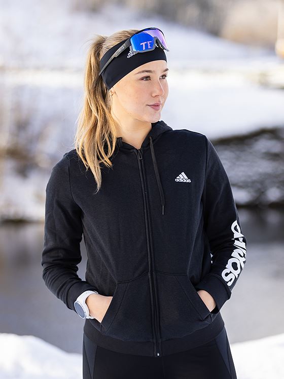 adidas Linear Full Zip Hoodie Black / White