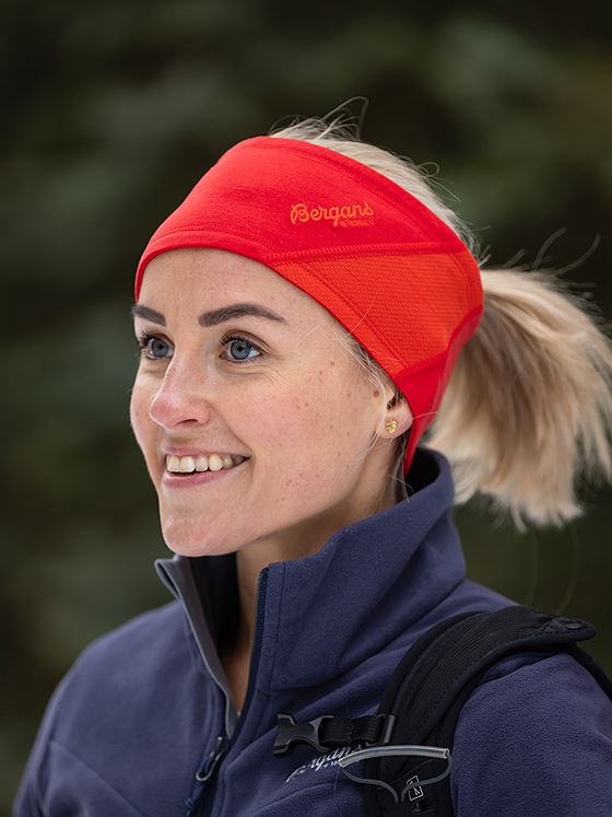 Bergans Cecilie V2 Light Wool Headband Red Leaf / Energy Red