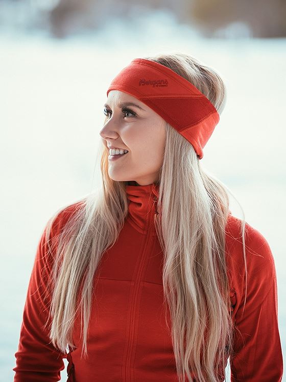 Bergans Cecilie Wool Headband Dahlia Red